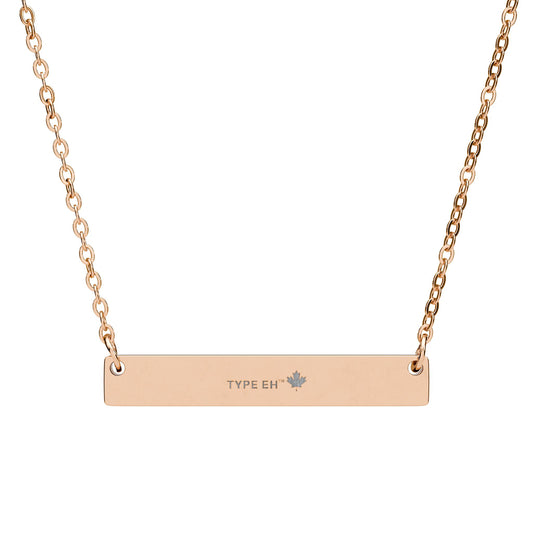 Engravable Bar Necklace – Personalized Horizontal Nameplate Pendant (Silver & Rose Gold)