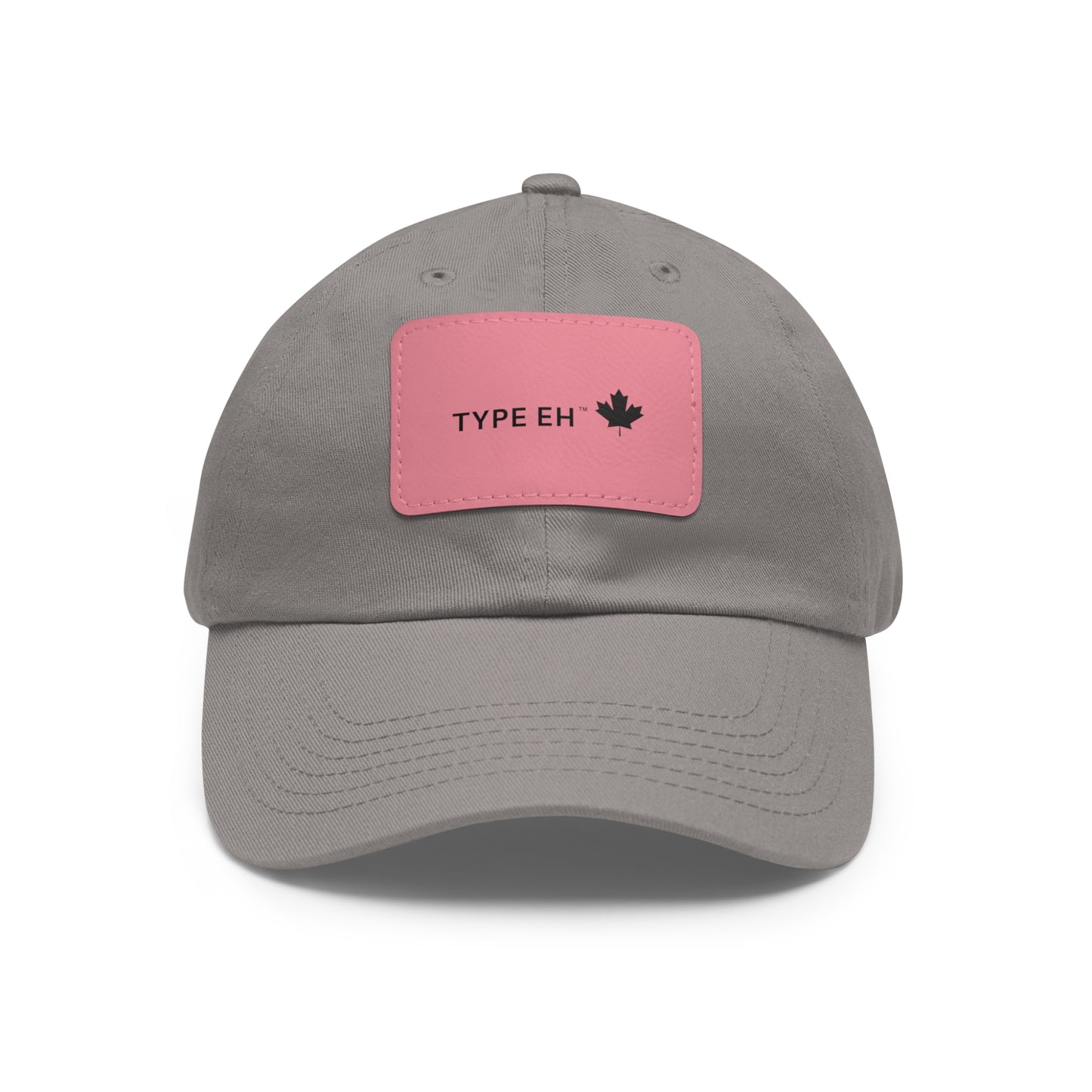 Grey Pink Eh Dad Hat with Leather Patch (Rectangle) Type Eh Shop