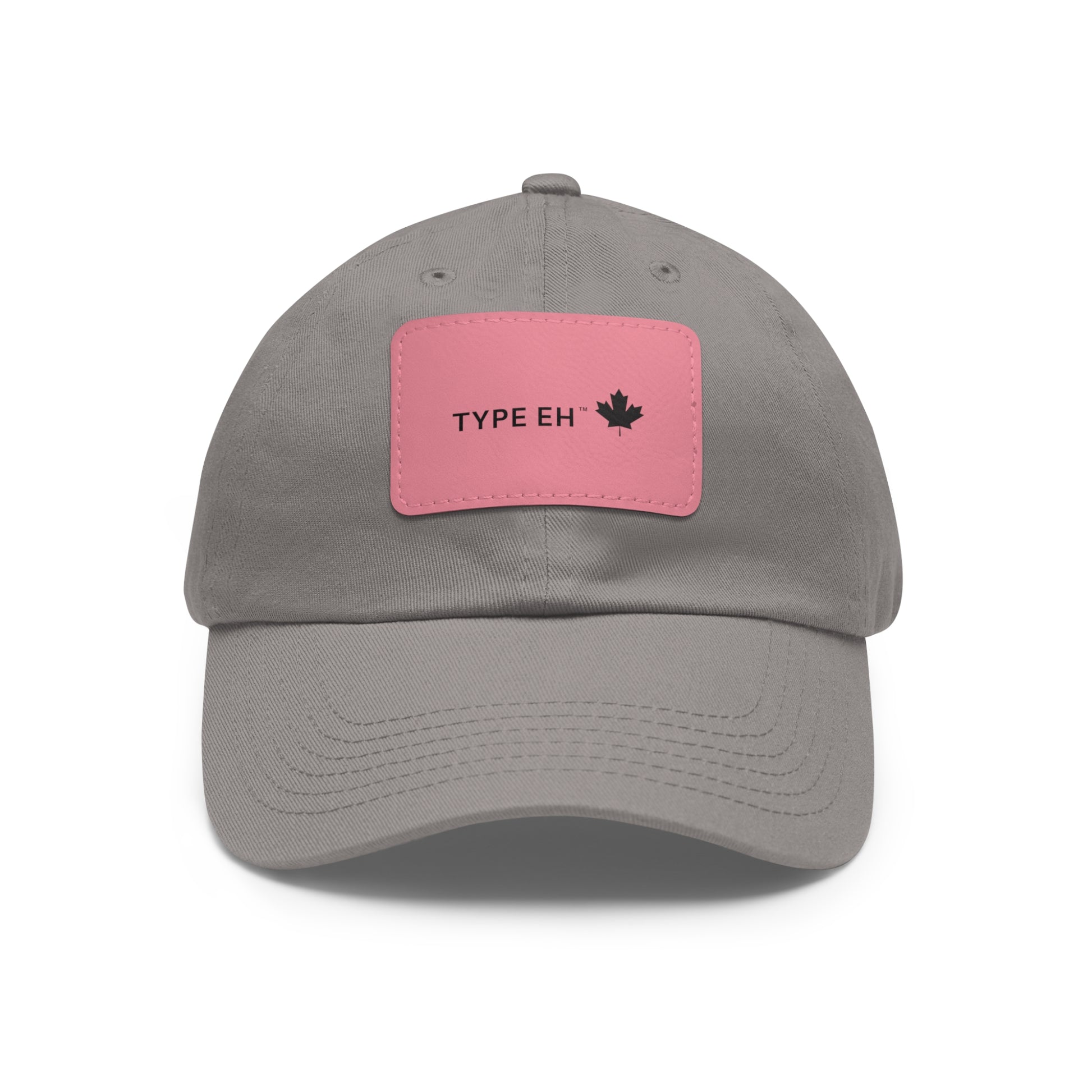 Grey Pink Eh Dad Hat with Leather Patch (Rectangle) Type Eh Shop