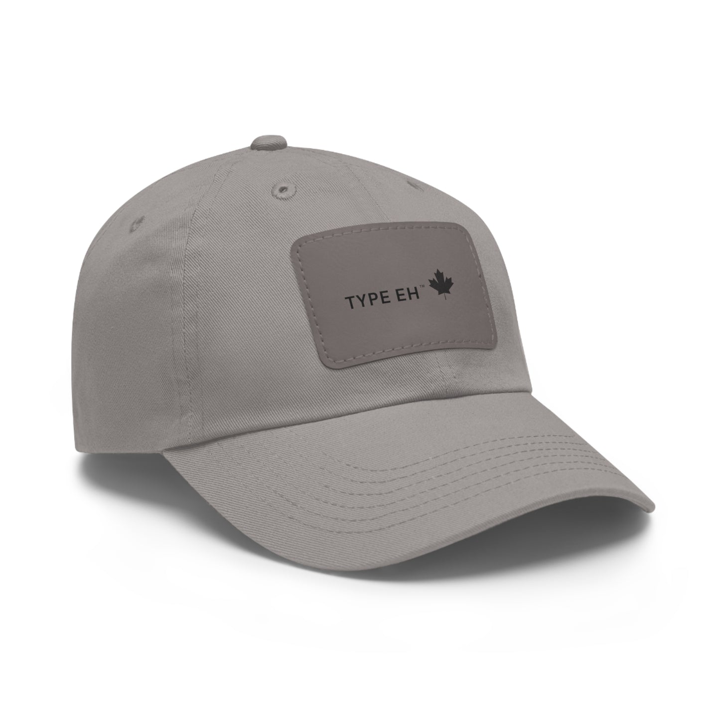 Grey Eh Dad Hat with Leather Patch (Rectangle) Type Eh Shop