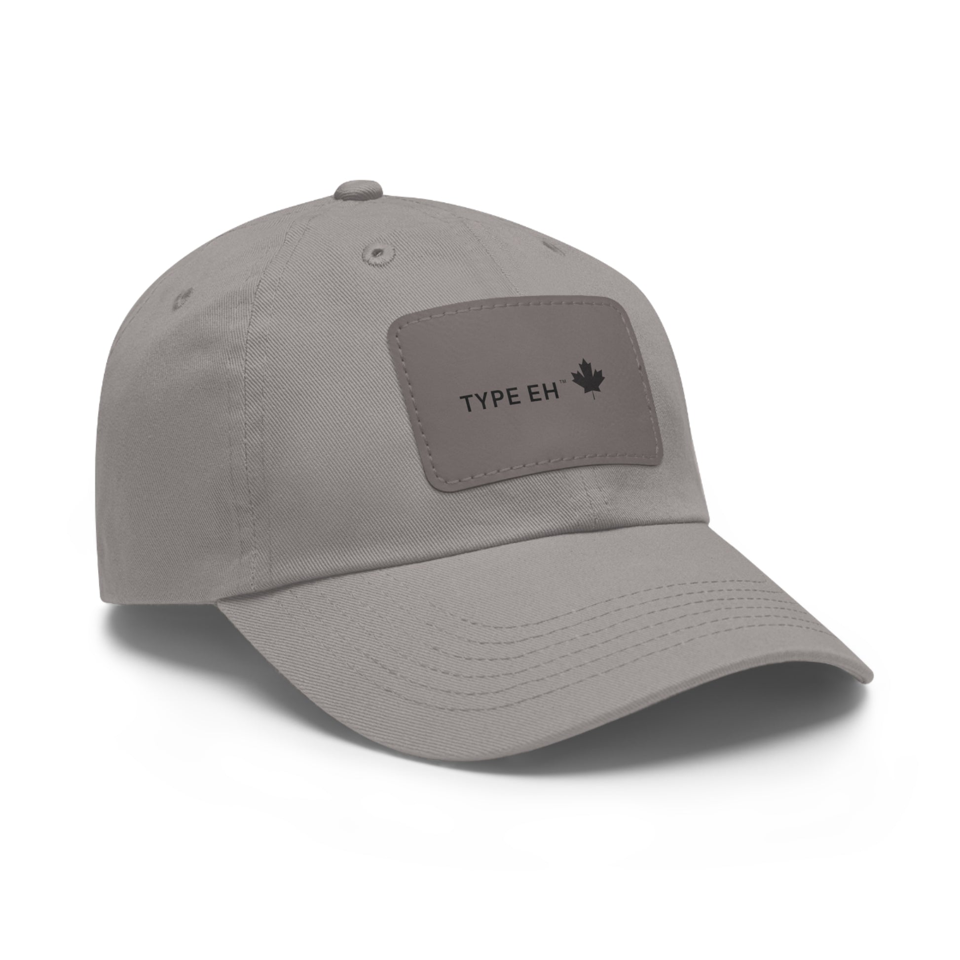 Grey Eh Dad Hat with Leather Patch (Rectangle) Type Eh Shop