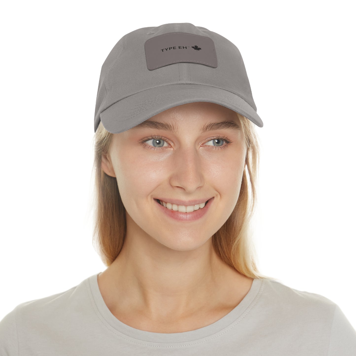 Grey Eh Dad Hat with Leather Patch (Rectangle) Type Eh Shop