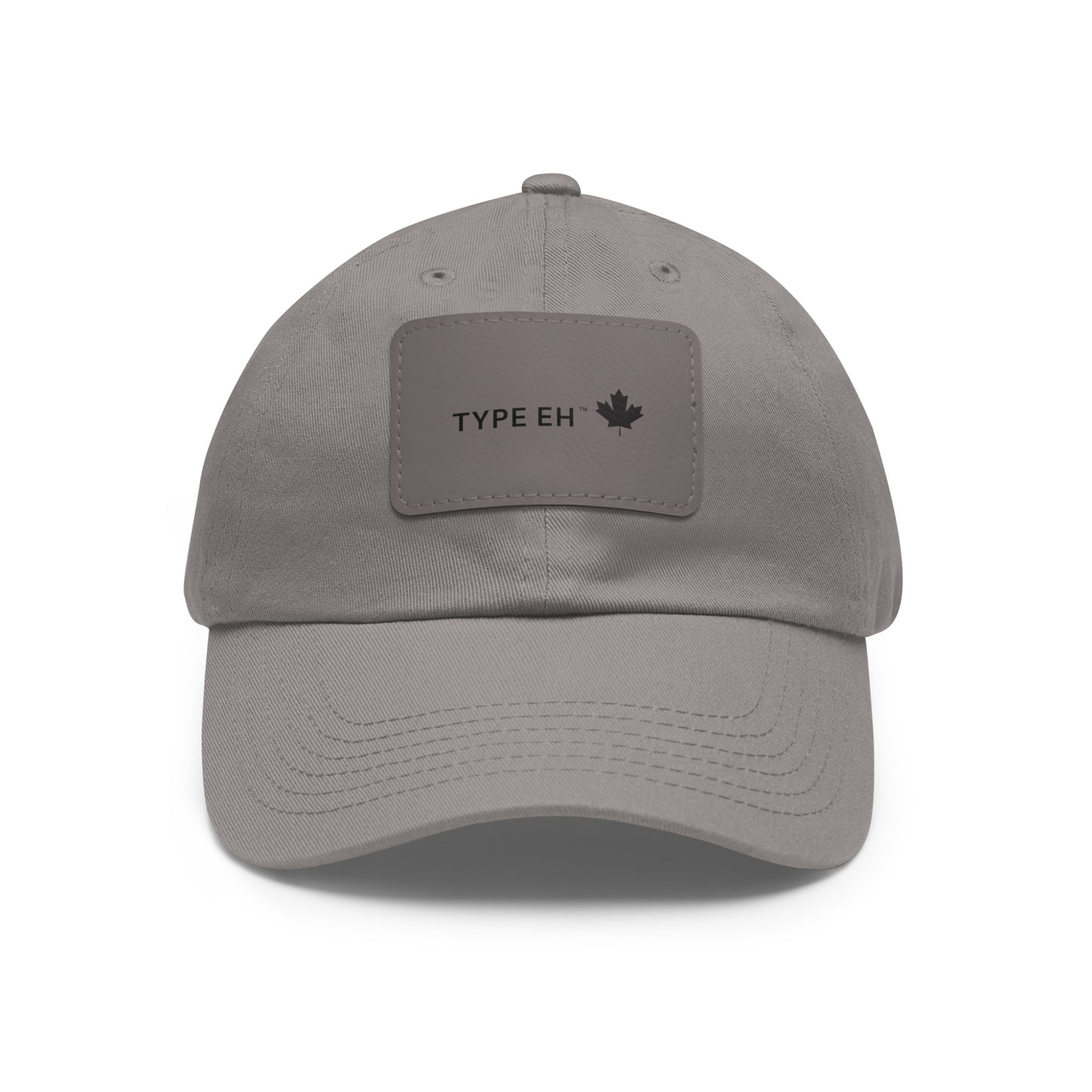 Grey Eh Dad Hat with Leather Patch (Rectangle) Type Eh Shop