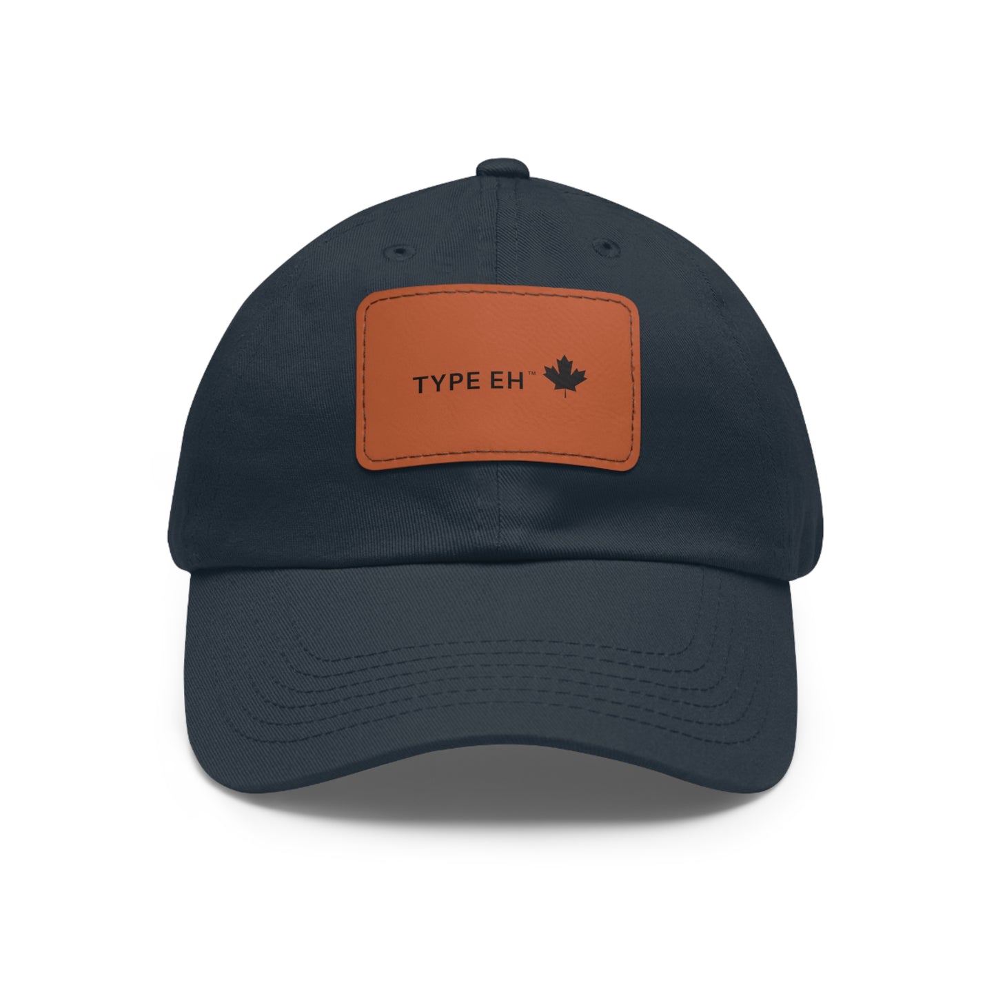 Black Brown Eh Dad Hat with Leather Patch (Rectangle) Type Eh Shop