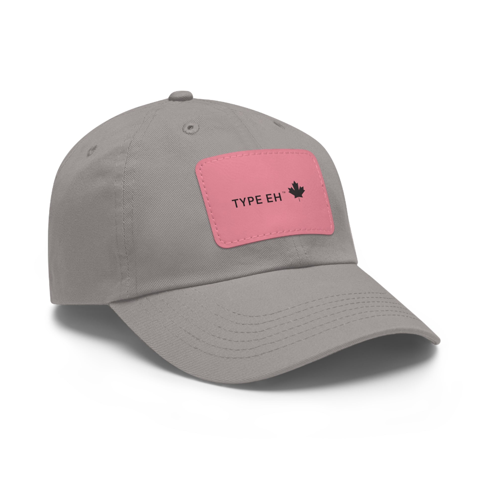Grey Pink Eh Dad Hat with Leather Patch (Rectangle) Type Eh Shop