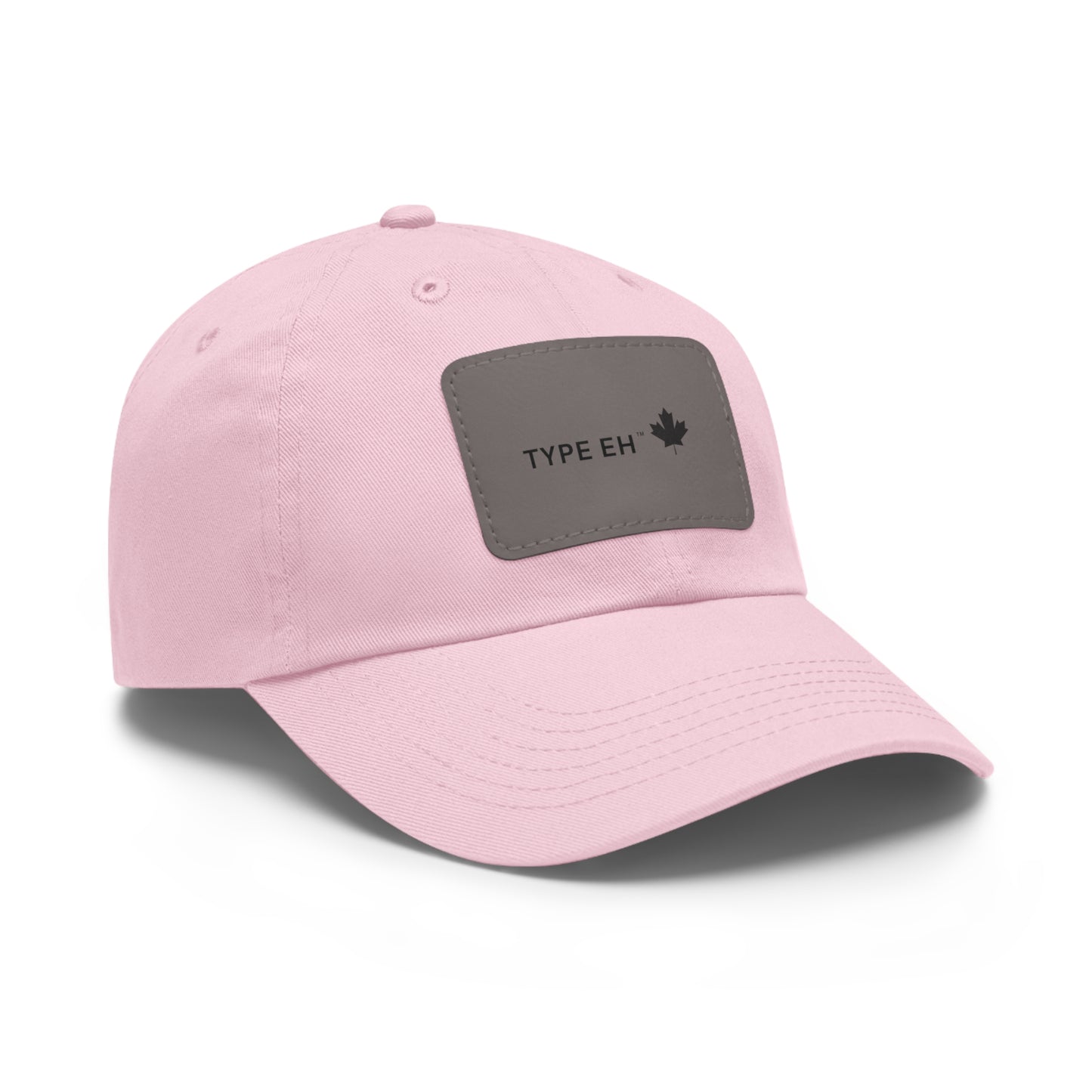 Grey Pink Eh Dad Hat with Leather Patch (Rectangle) Type Eh Shop