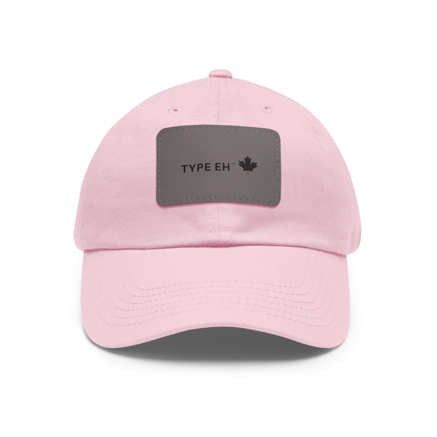 Grey Pink Eh Dad Hat with Leather Patch (Rectangle) Type Eh Shop