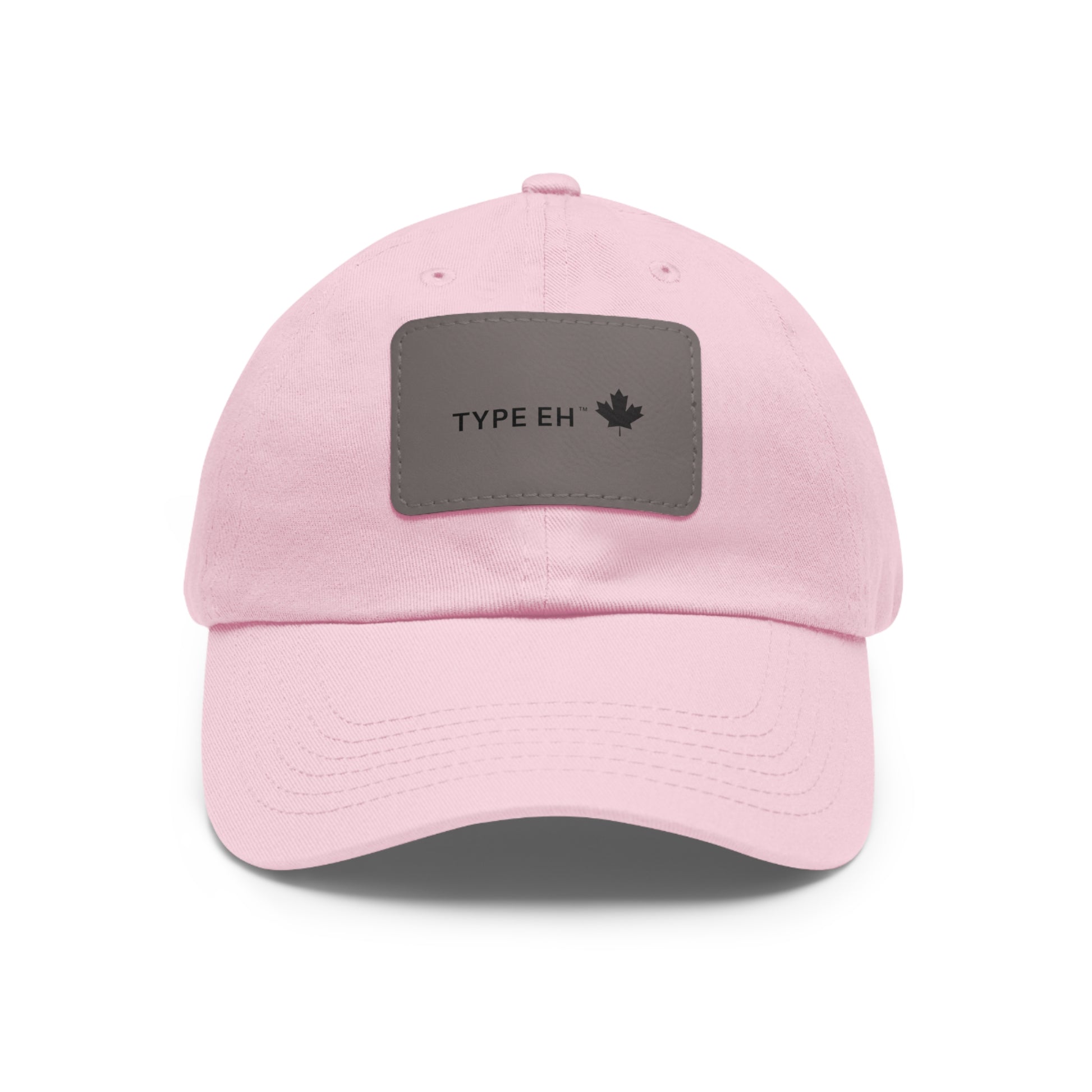 Grey Pink Eh Dad Hat with Leather Patch (Rectangle) Type Eh Shop