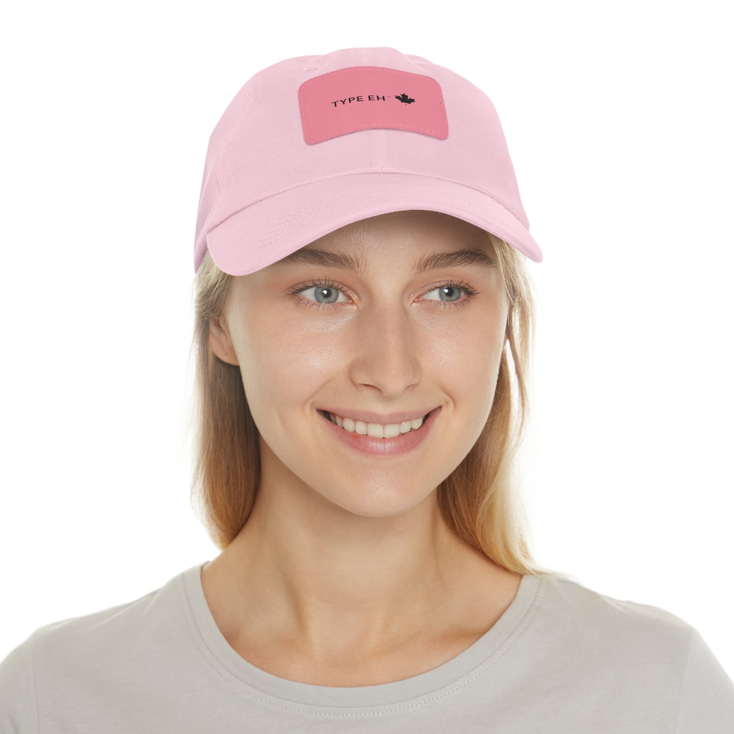Pink Eh Dad Hat with Leather Patch (Rectangle) Type Eh Shop