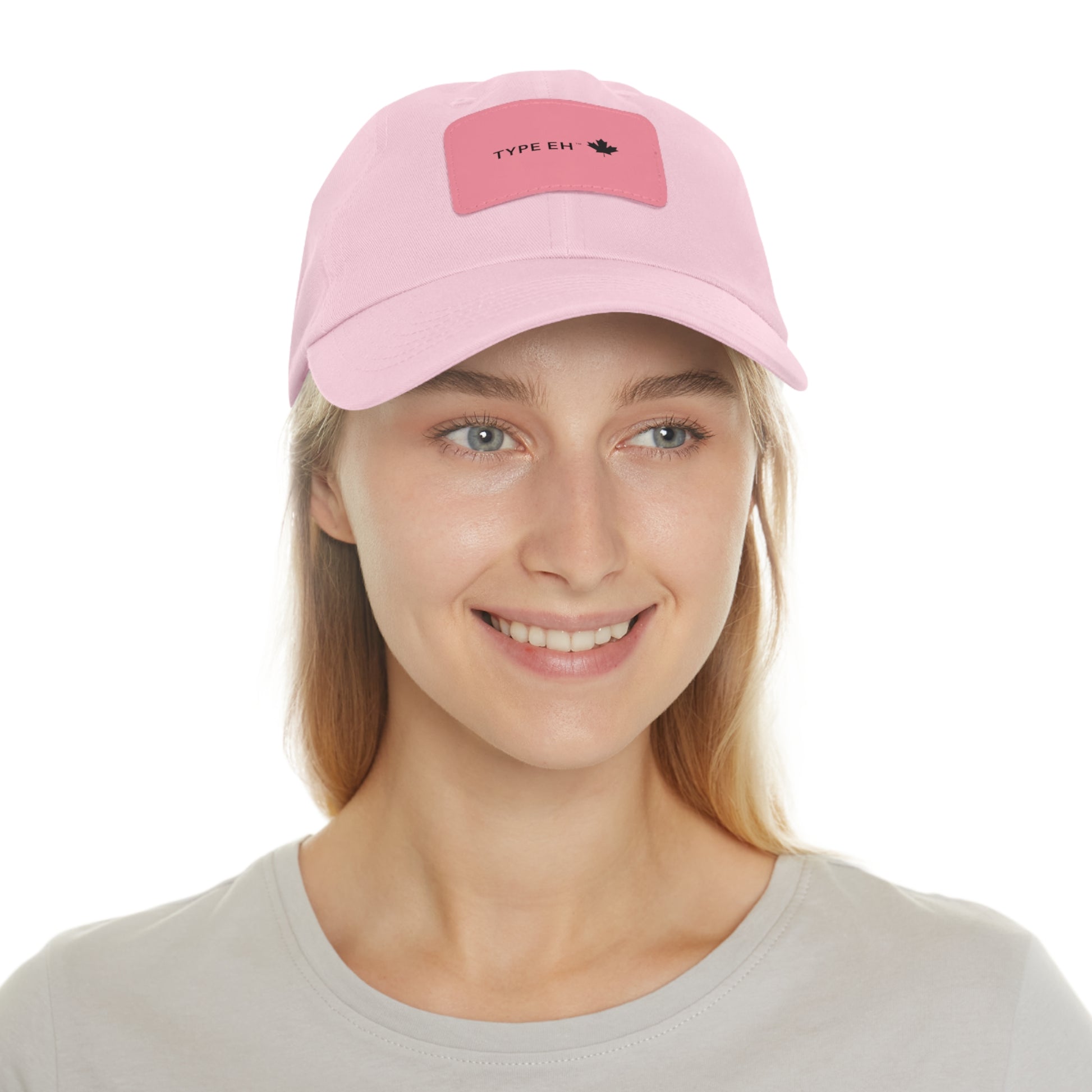 Pink Eh Dad Hat with Leather Patch (Rectangle) Type Eh Shop