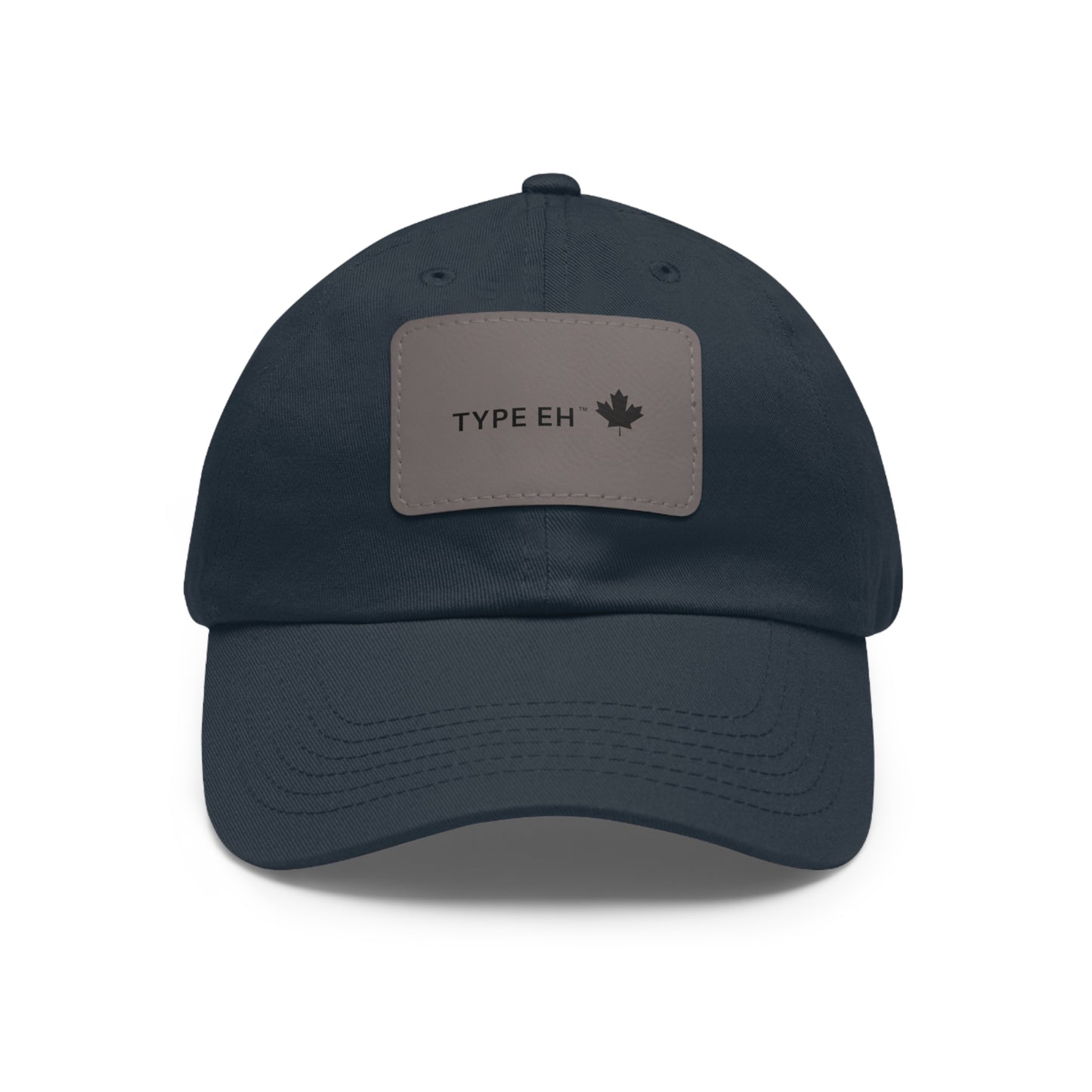 Black Grey Eh Dad Hat with Leather Patch (Rectangle) Type Eh Shop