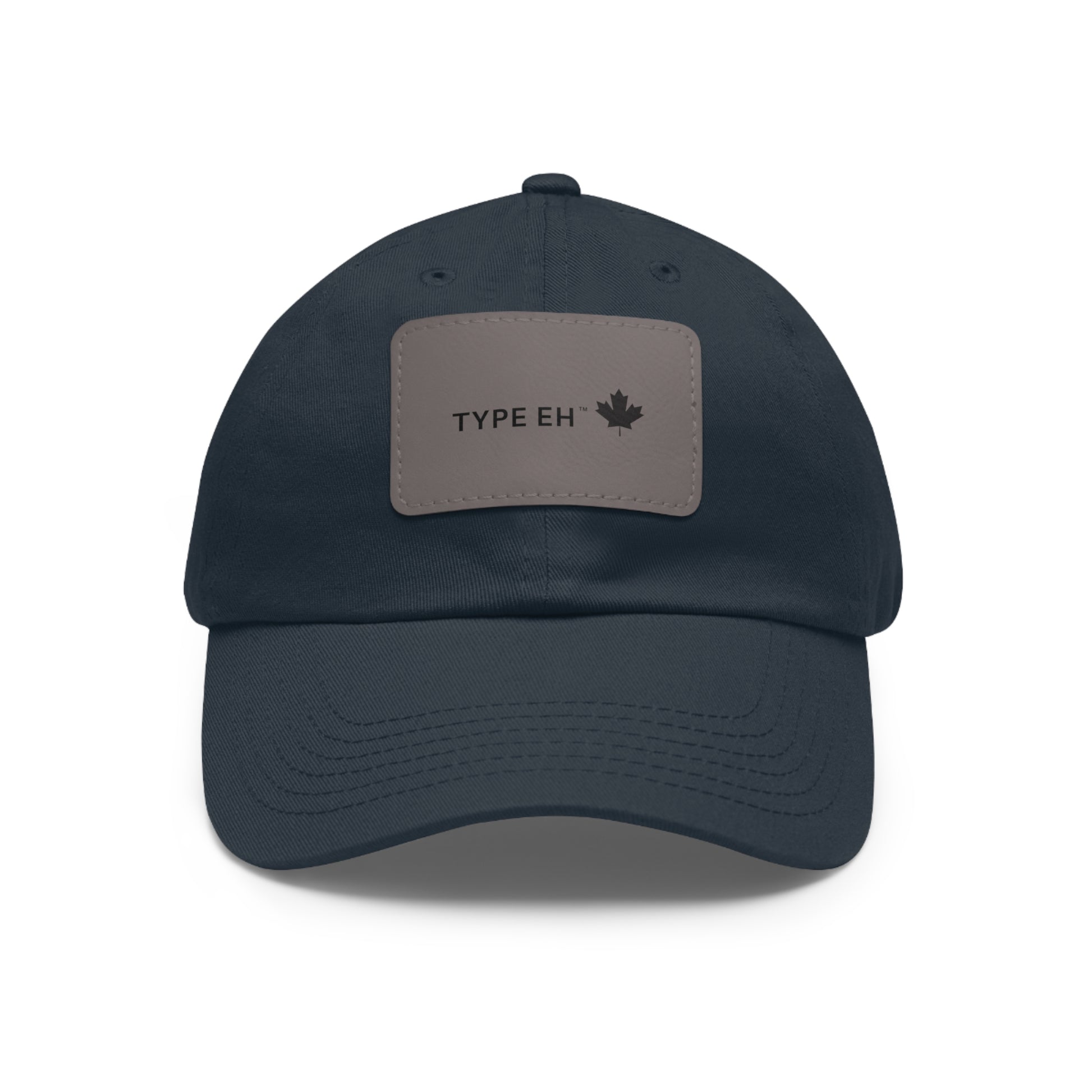 Black Grey Eh Dad Hat with Leather Patch (Rectangle) Type Eh Shop