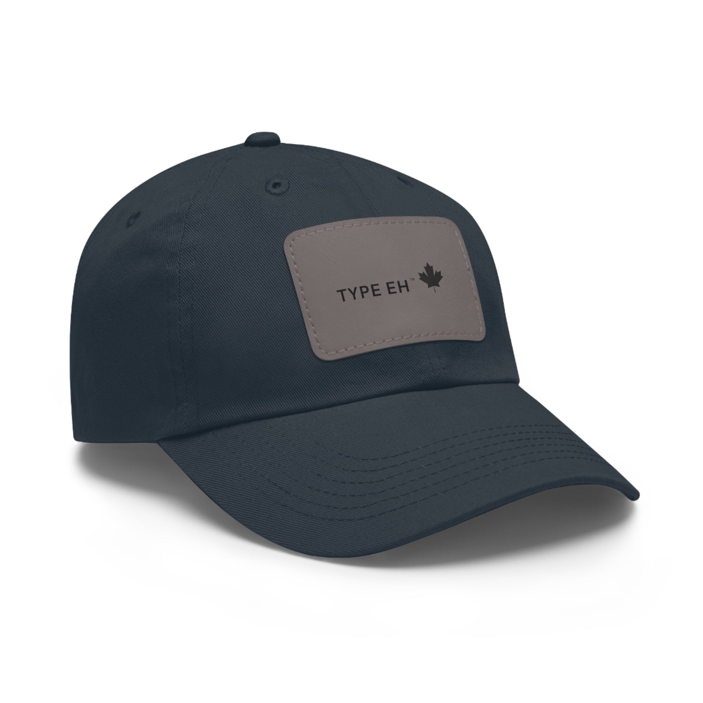 Black Grey Eh Dad Hat with Leather Patch (Rectangle) Type Eh Shop