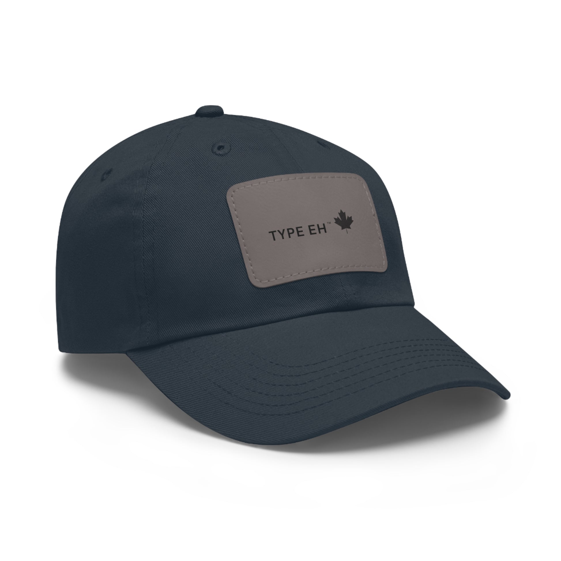 Black Grey Eh Dad Hat with Leather Patch (Rectangle) Type Eh Shop