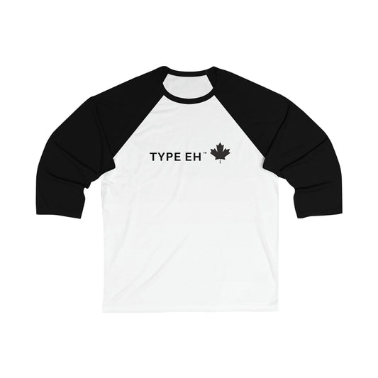 Black White Eh 3\4 Sleeve Baseball Tee Type Eh Shop