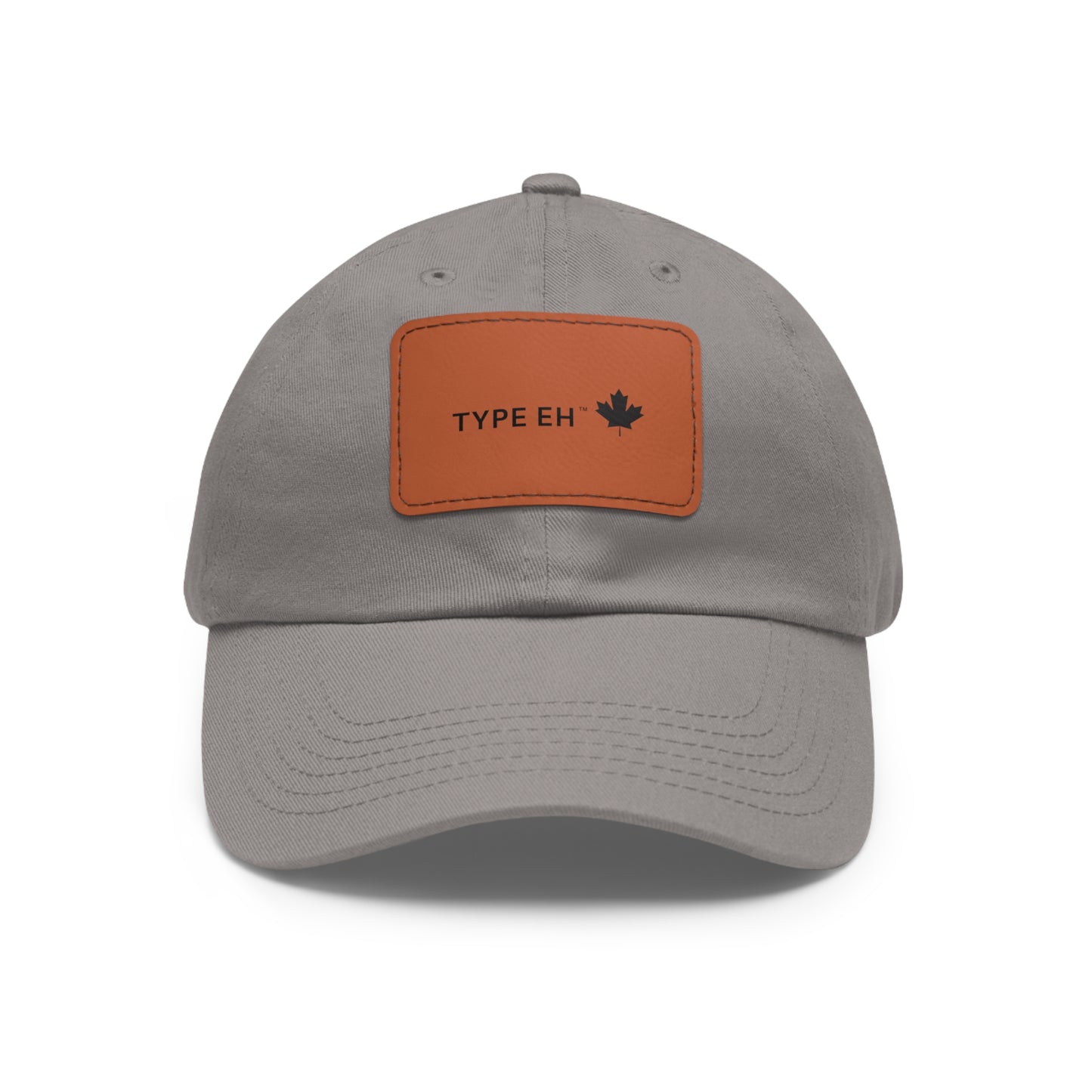 Grey Brown Eh Dad Hat with Leather Patch (Rectangle) Type Eh Shop