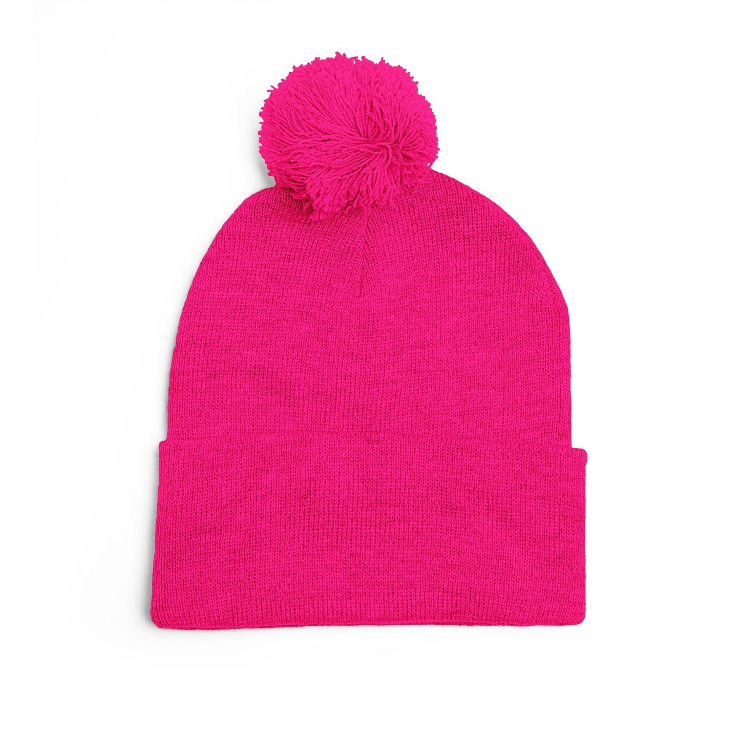 Embroidered Pom-Pom Knit Cap — Cozy Winter Beanie with Subtle Leaf Logo