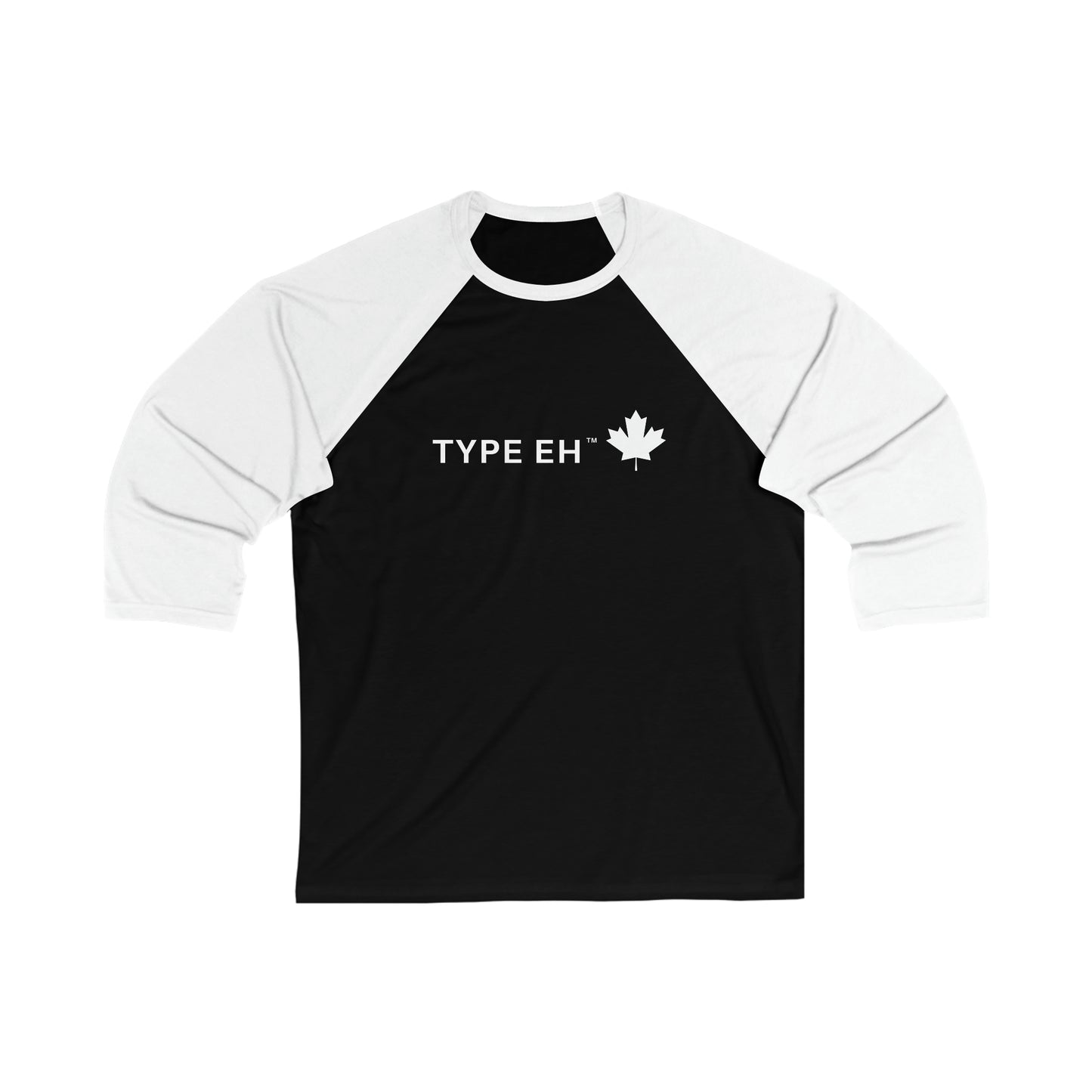 Black White Eh 3\4 Sleeve Baseball Tee Type Eh Shop