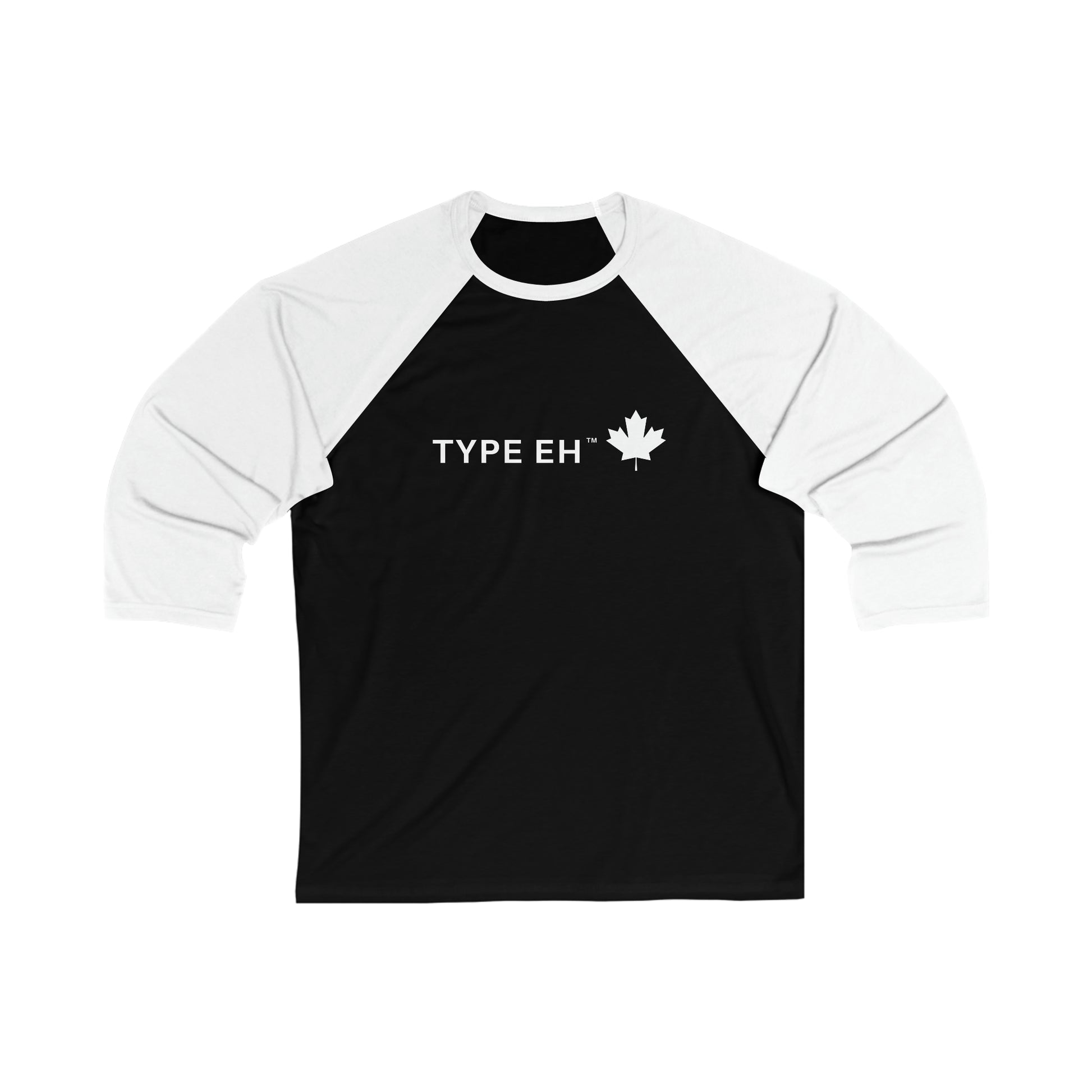 Black White Eh 3\4 Sleeve Baseball Tee Type Eh Shop