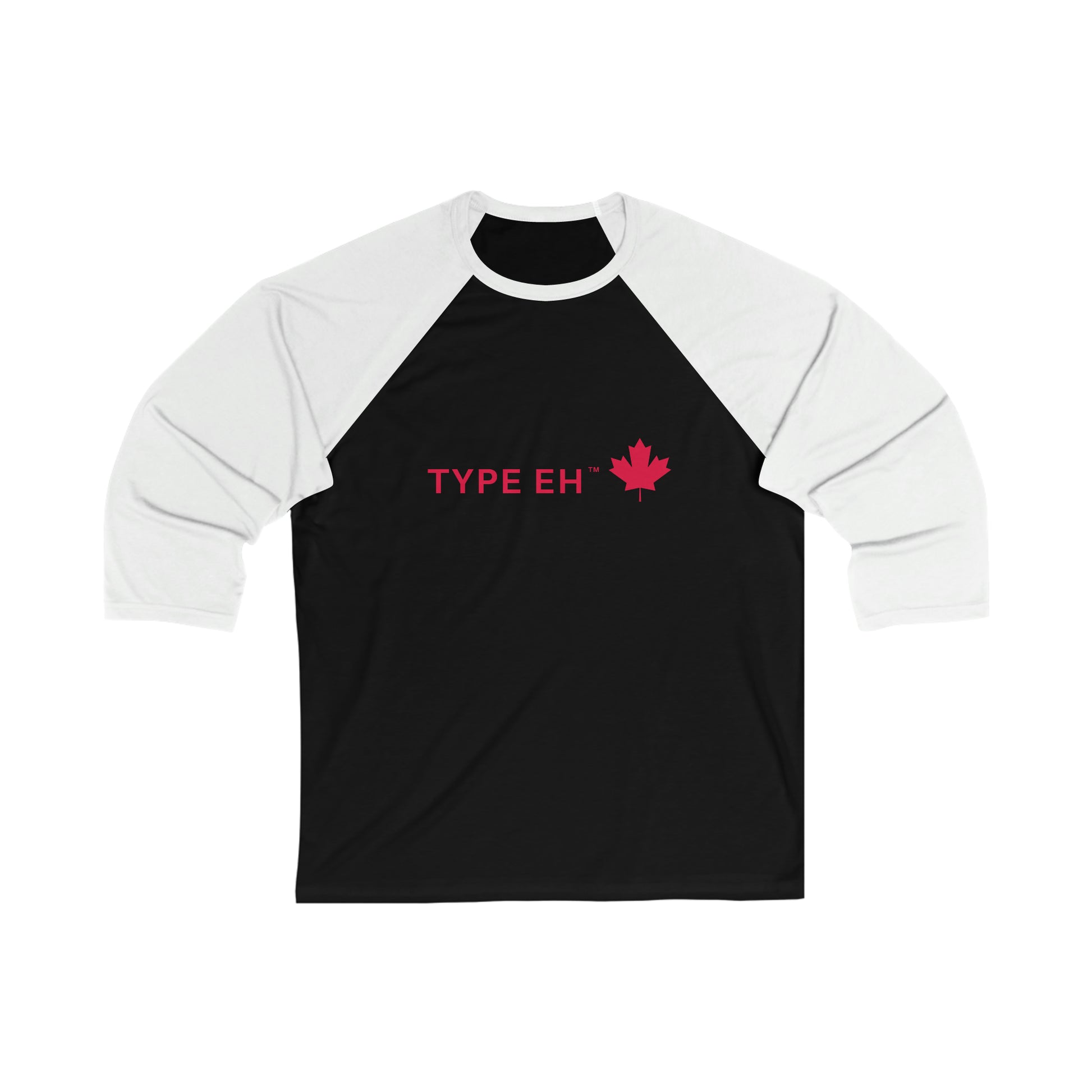 Black White Eh Baseball Tee Red Logo Type Eh Shop