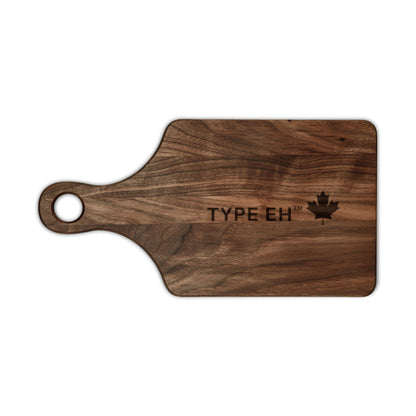 Engraved Walnut Cutting Board – "Type Eh" with Maple Leaf Accent