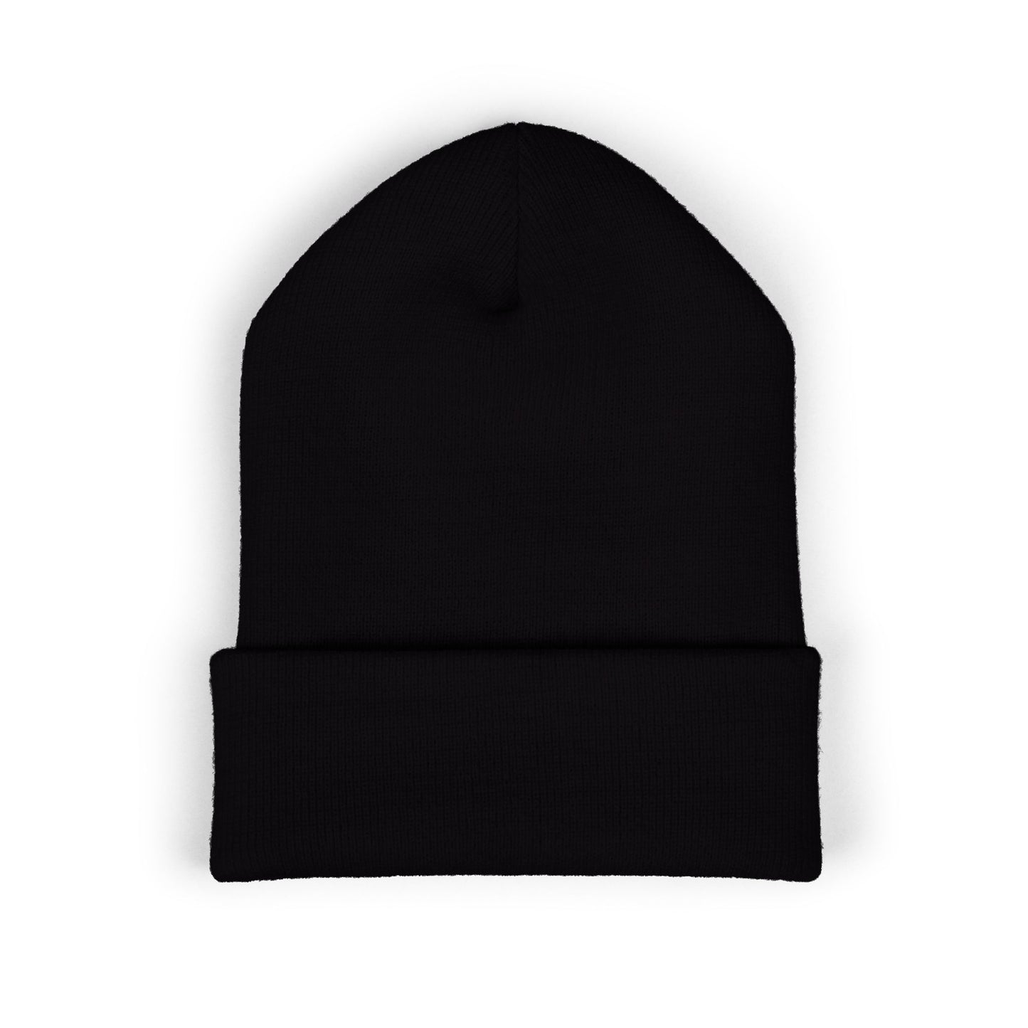 Embroidered Classic Cuffed Beanie — Minimal Leaf Logo Knit Hat
