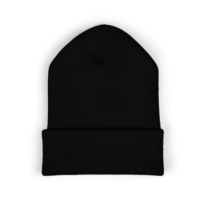Embroidered Classic Cuffed Beanie — Minimal Leaf Logo Knit Hat
