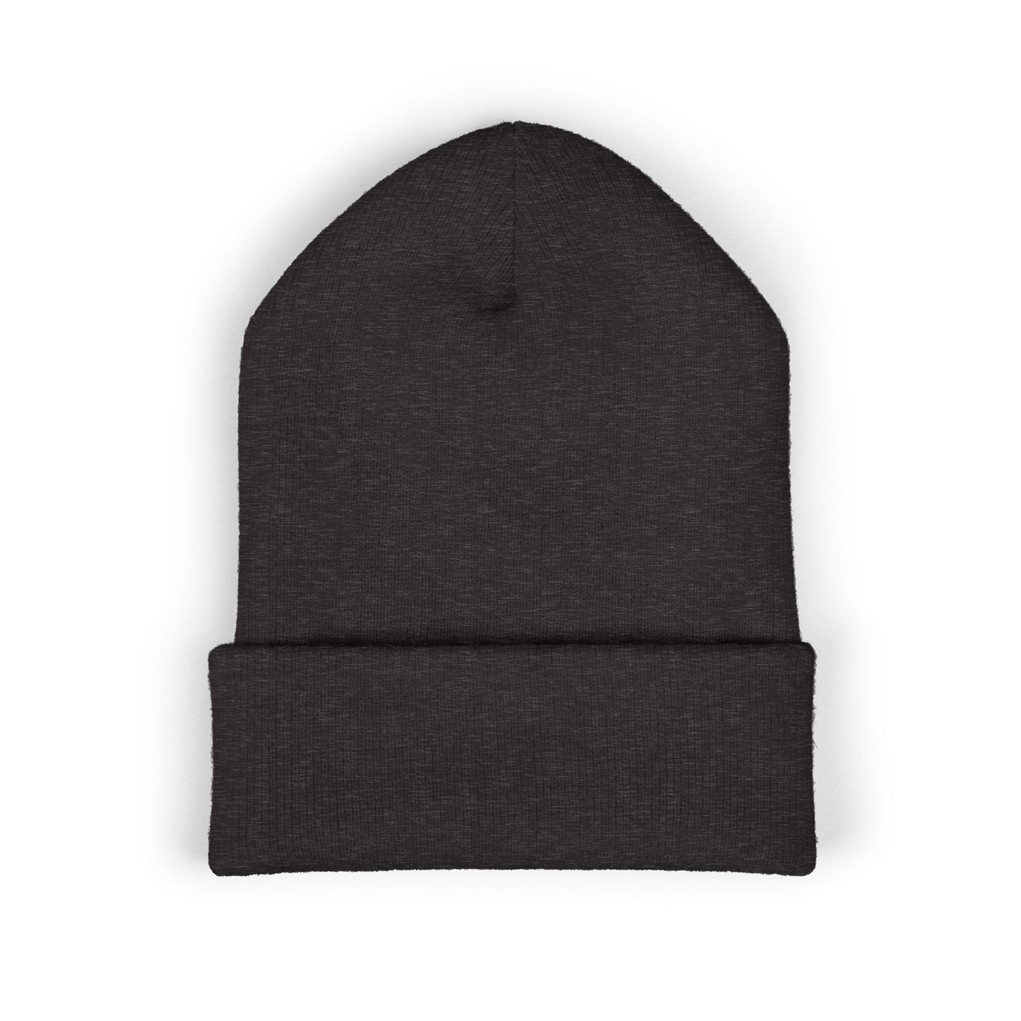 Embroidered Classic Cuffed Beanie — Minimal Leaf Logo Knit Hat