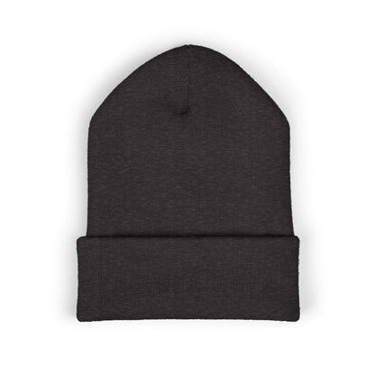 Embroidered Classic Cuffed Beanie — Minimal Leaf Logo Knit Hat