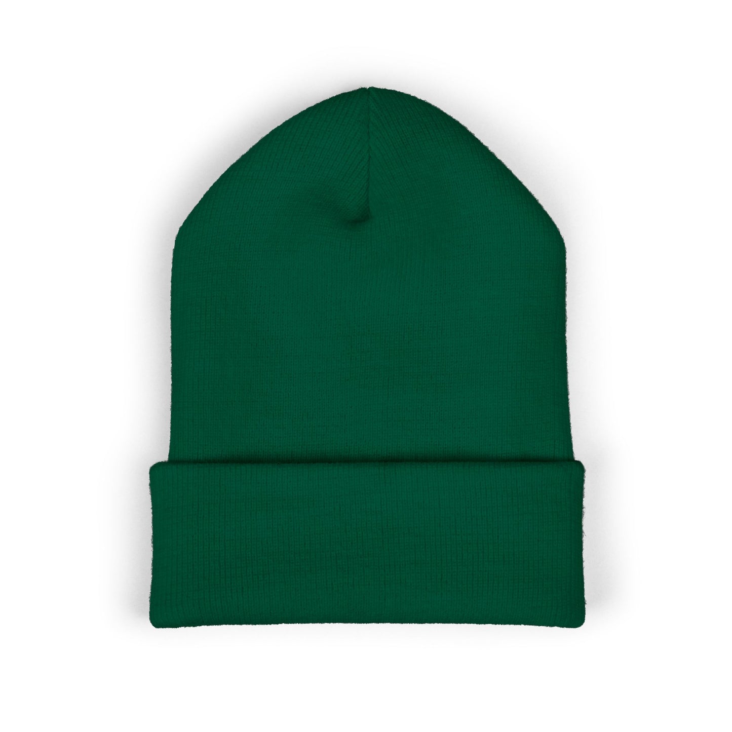 Embroidered Classic Cuffed Beanie — Minimal Leaf Logo Knit Hat