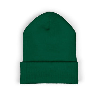Embroidered Classic Cuffed Beanie — Minimal Leaf Logo Knit Hat
