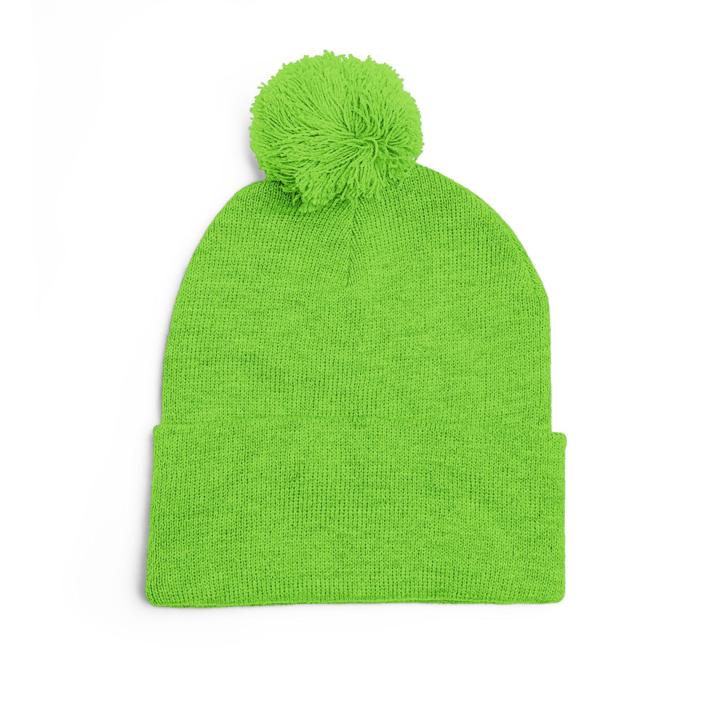 Embroidered Pom-Pom Knit Cap — Cozy Winter Beanie with Subtle Leaf Logo
