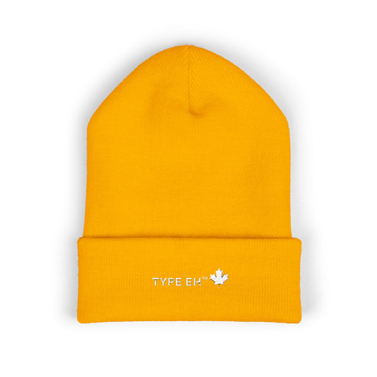 Embroidered Classic Cuffed Beanie — Minimal Leaf Logo Knit Hat