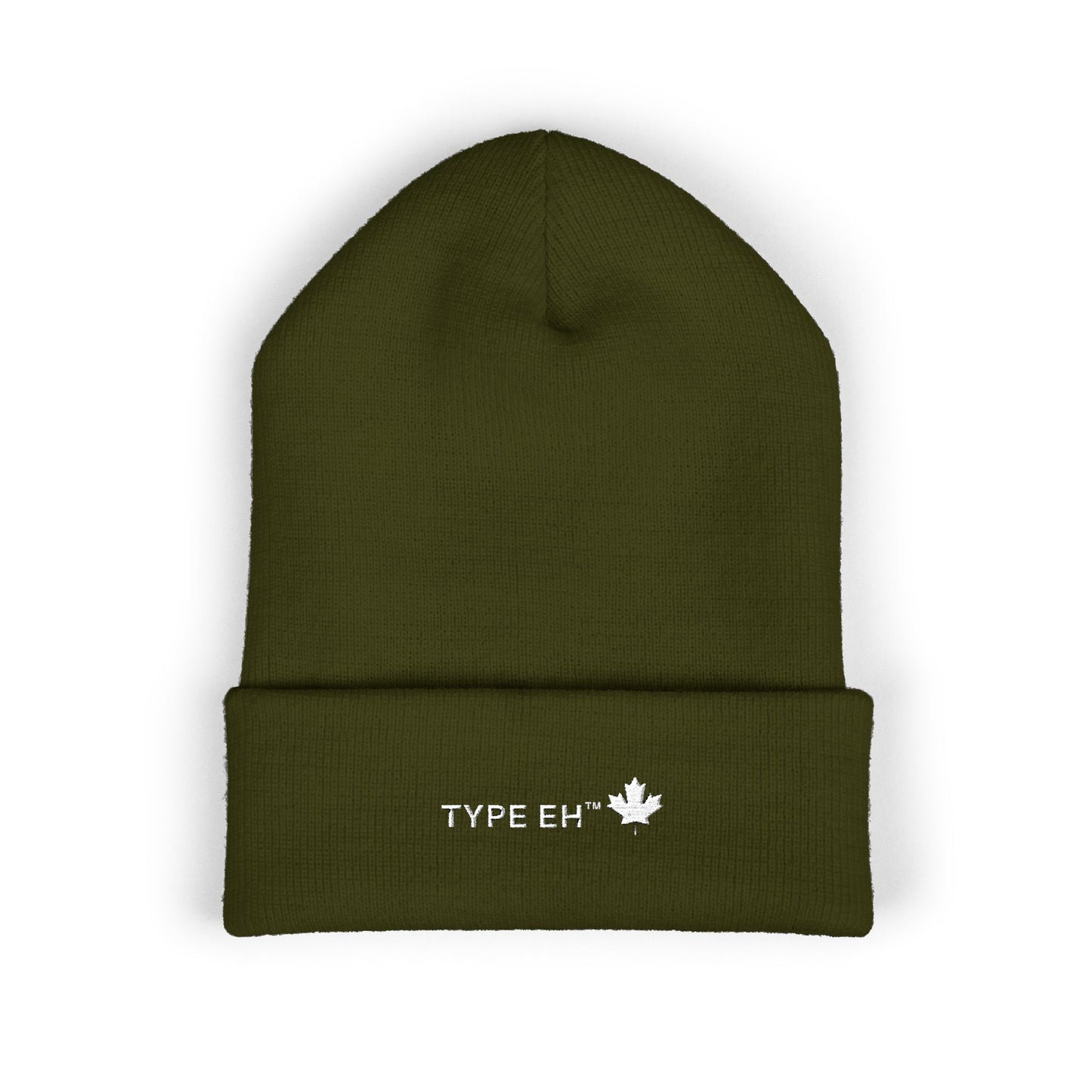Embroidered Classic Cuffed Beanie — Minimal Leaf Logo Knit Hat