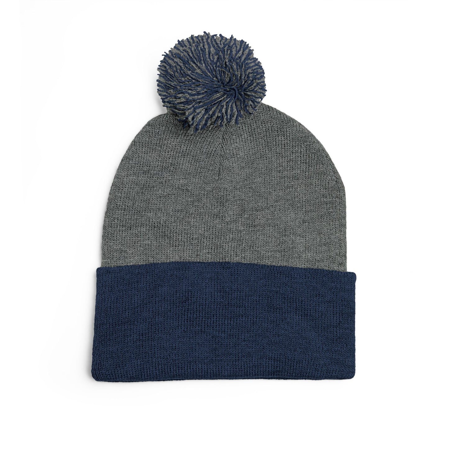 Embroidered Pom-Pom Knit Cap — Cozy Winter Beanie with Subtle Leaf Logo