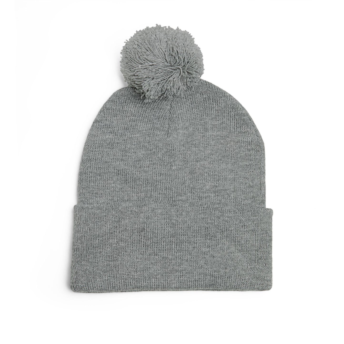 Embroidered Pom-Pom Knit Cap — Cozy Winter Beanie with Subtle Leaf Logo