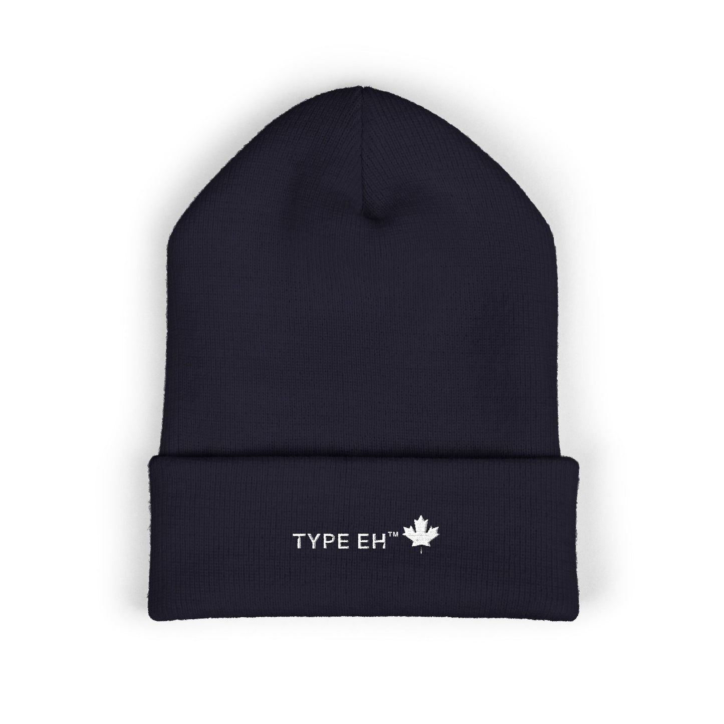 Embroidered Classic Cuffed Beanie — Minimal Leaf Logo Knit Hat