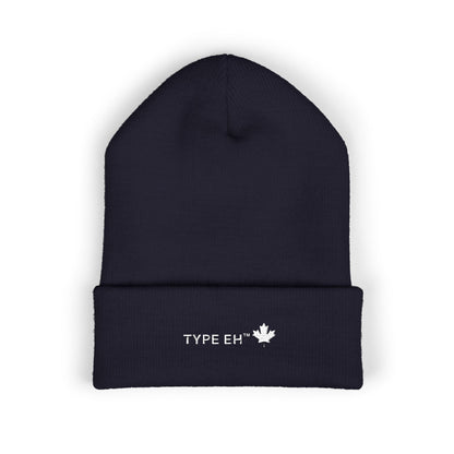 Embroidered Classic Cuffed Beanie — Minimal Leaf Logo Knit Hat