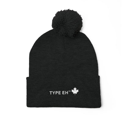 Embroidered Pom-Pom Knit Cap — Cozy Winter Beanie with Subtle Leaf Logo