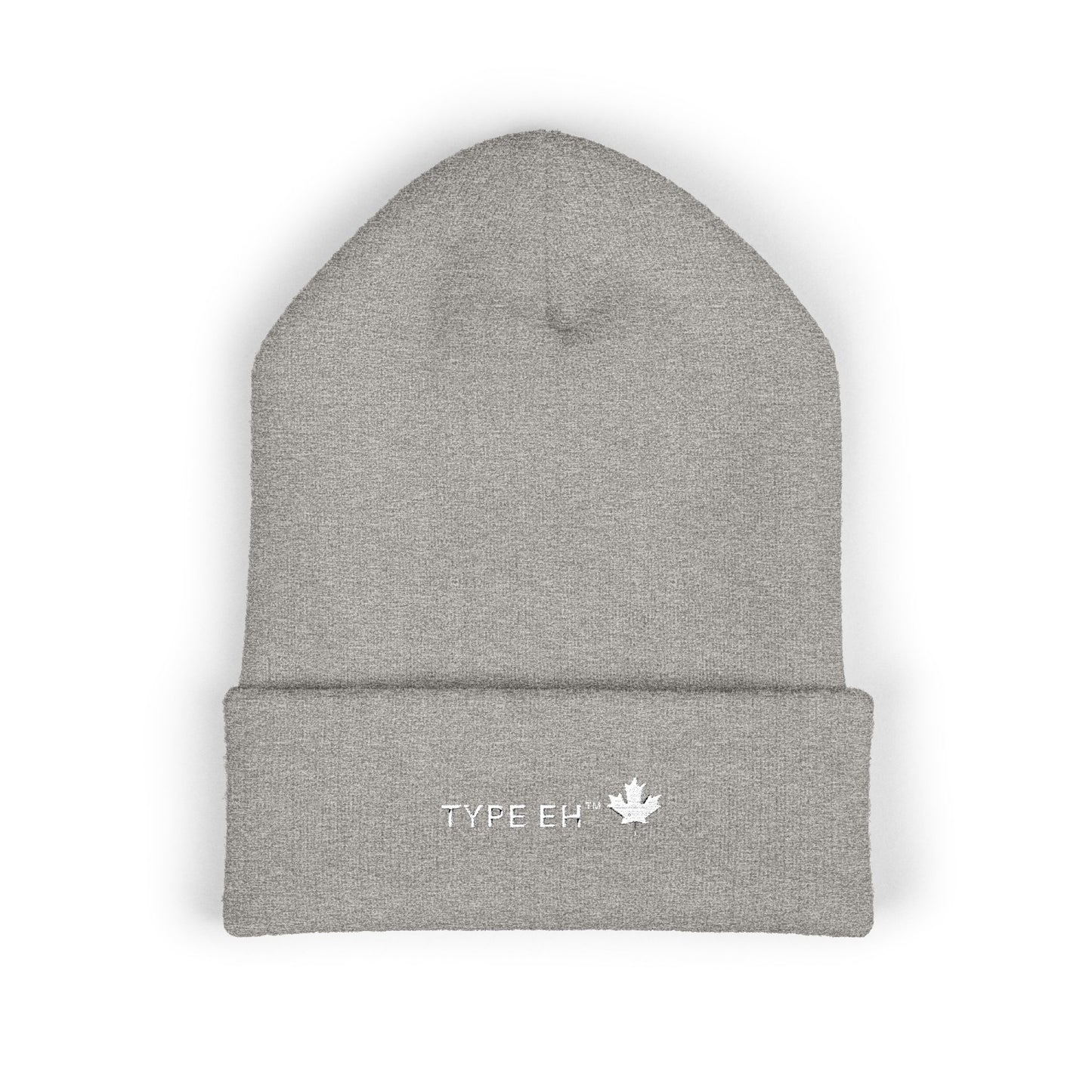 Embroidered Classic Cuffed Beanie — Minimal Leaf Logo Knit Hat