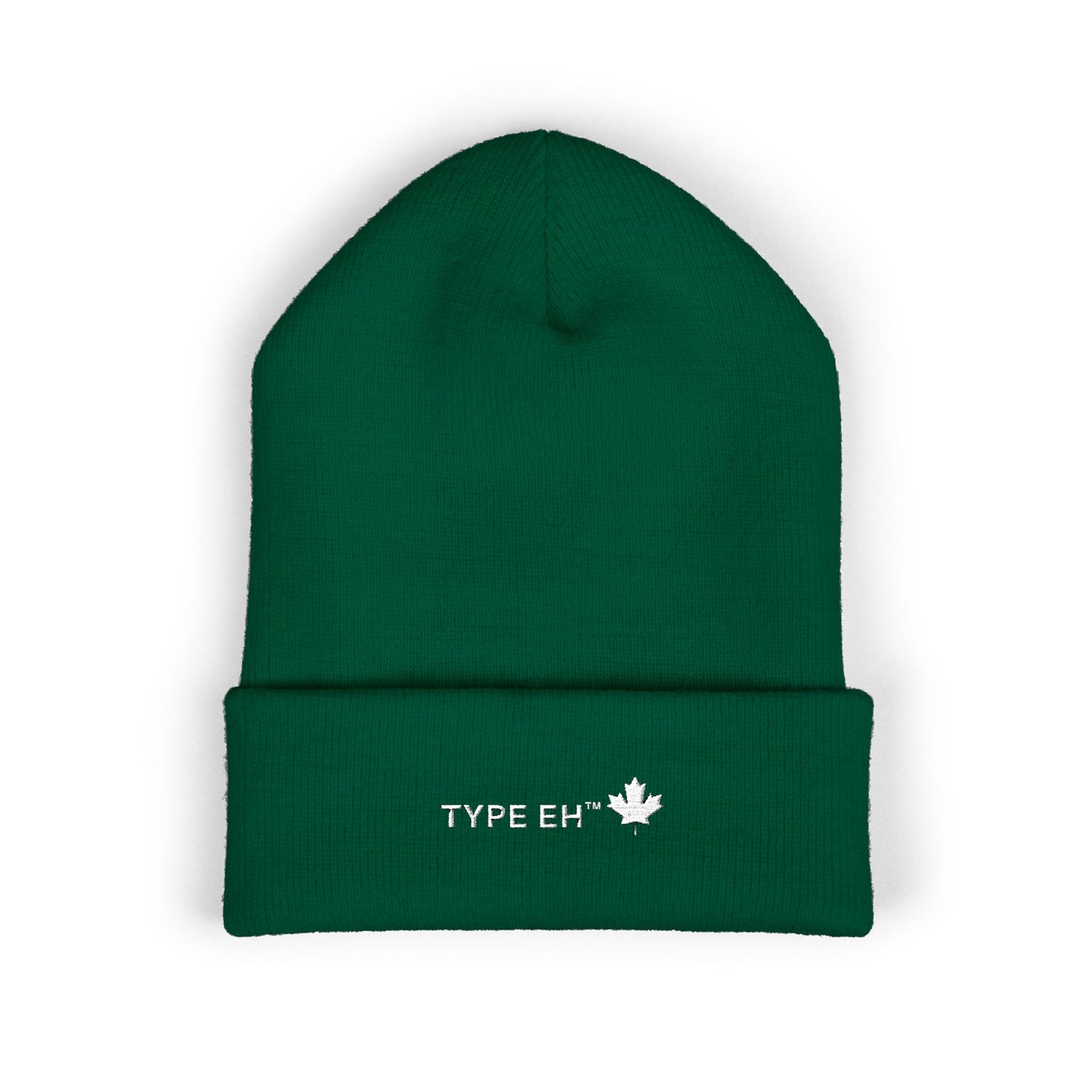 Embroidered Classic Cuffed Beanie — Minimal Leaf Logo Knit Hat