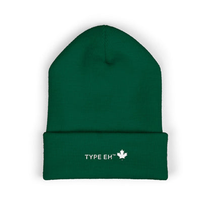 Embroidered Classic Cuffed Beanie — Minimal Leaf Logo Knit Hat