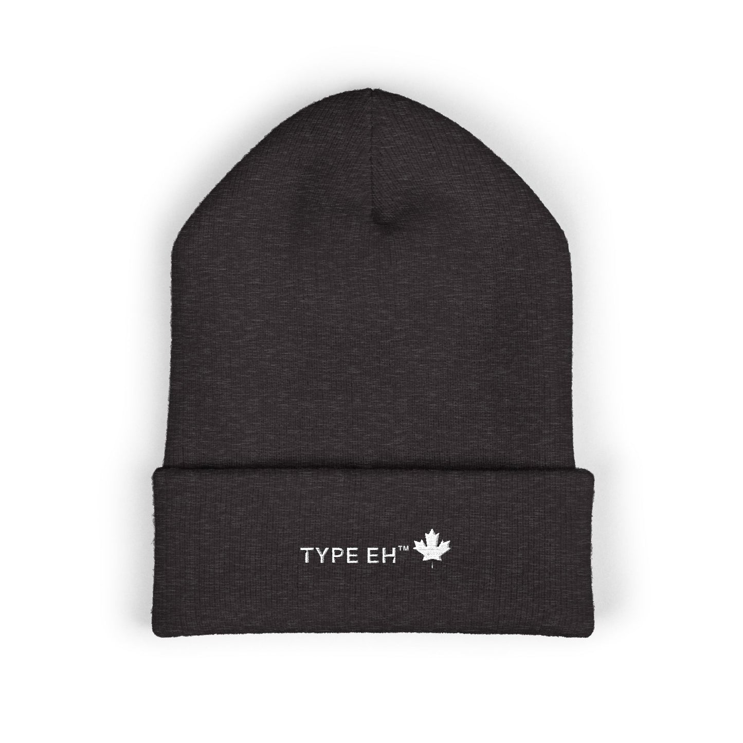 Embroidered Classic Cuffed Beanie — Minimal Leaf Logo Knit Hat