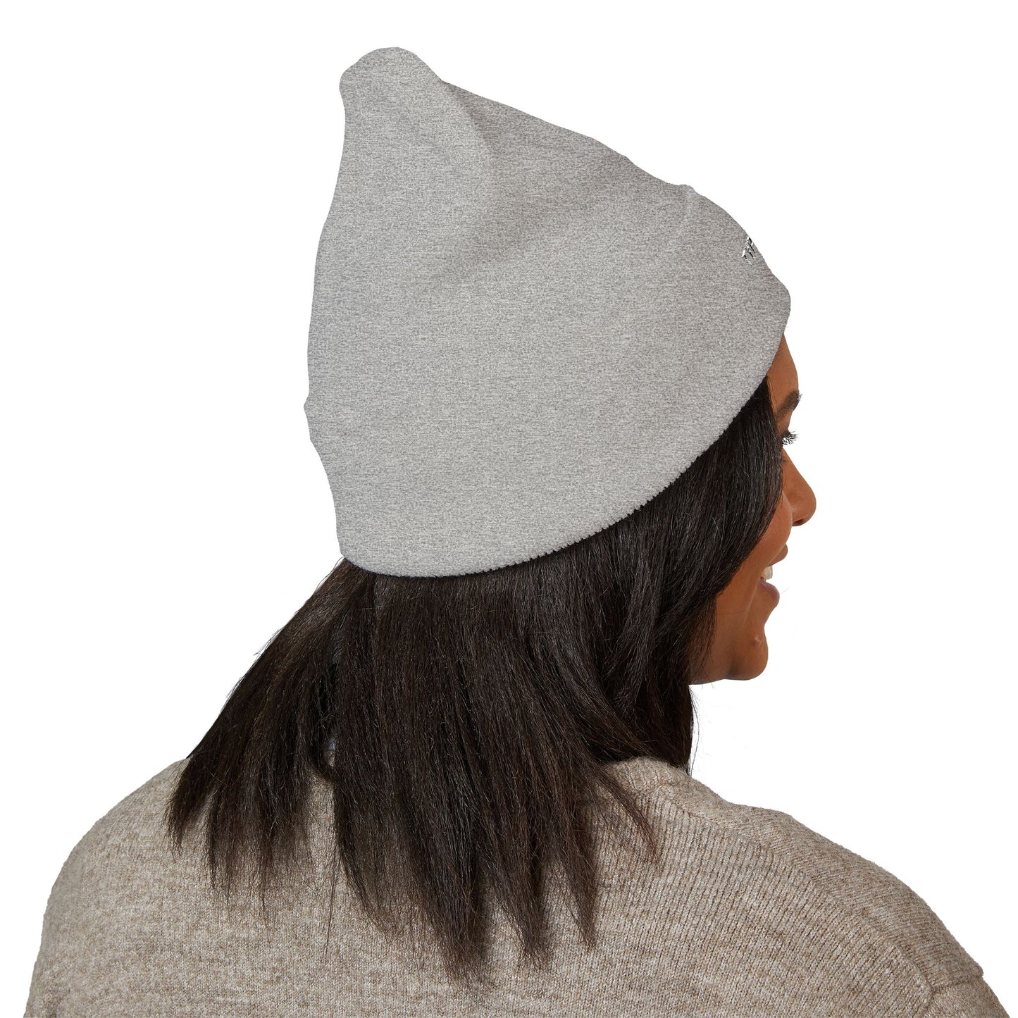 Embroidered Classic Cuffed Beanie — Minimal Leaf Logo Knit Hat