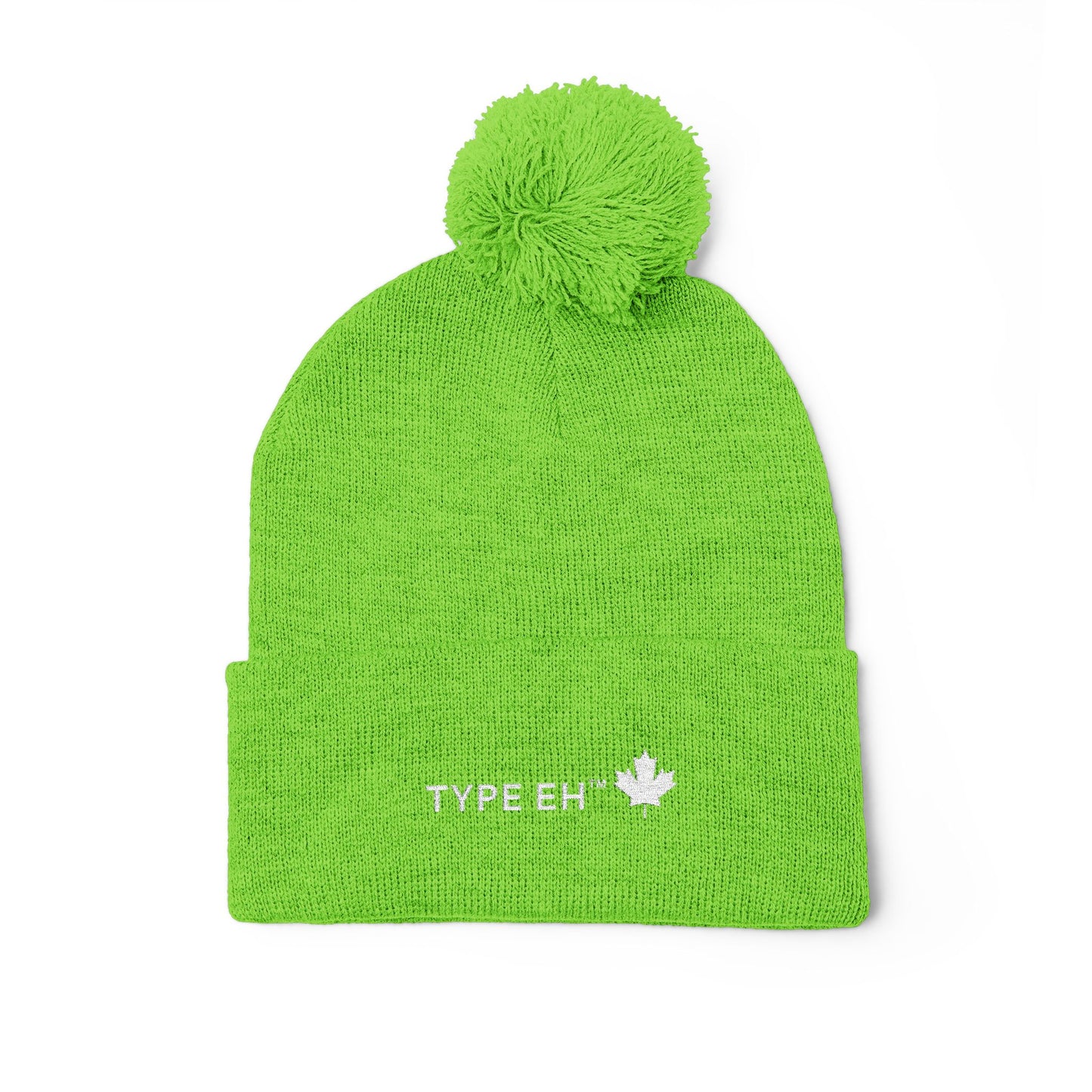 Embroidered Pom-Pom Knit Cap — Cozy Winter Beanie with Subtle Leaf Logo