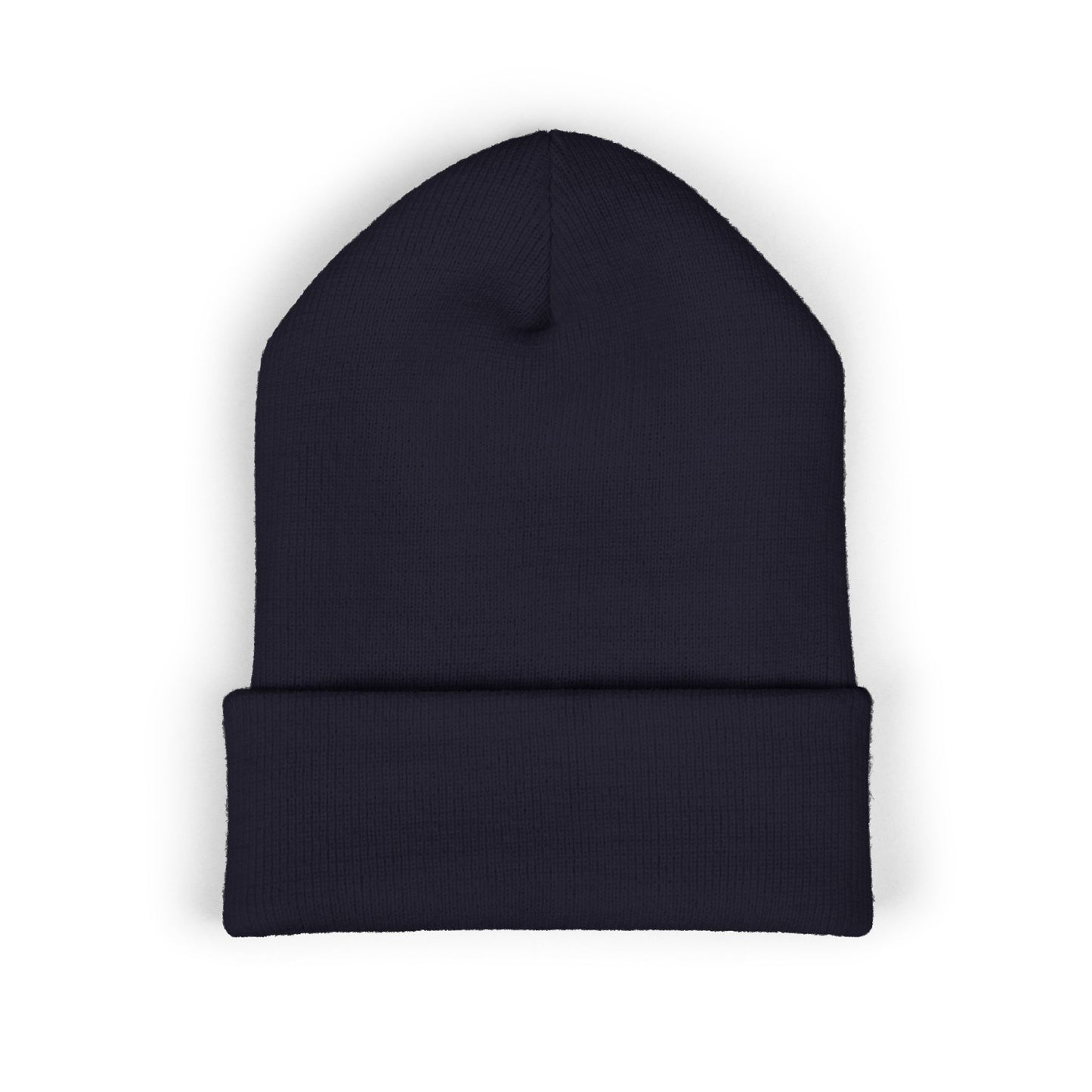 Embroidered Classic Cuffed Beanie — Minimal Leaf Logo Knit Hat