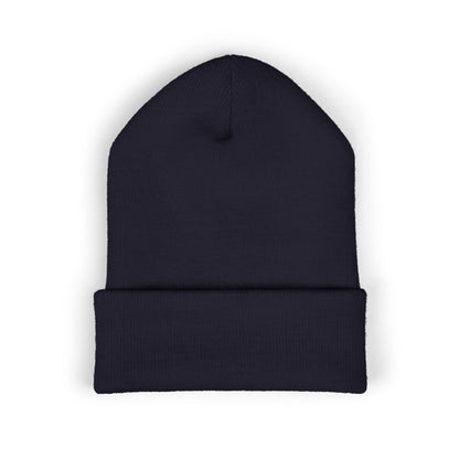 Embroidered Classic Cuffed Beanie — Minimal Leaf Logo Knit Hat