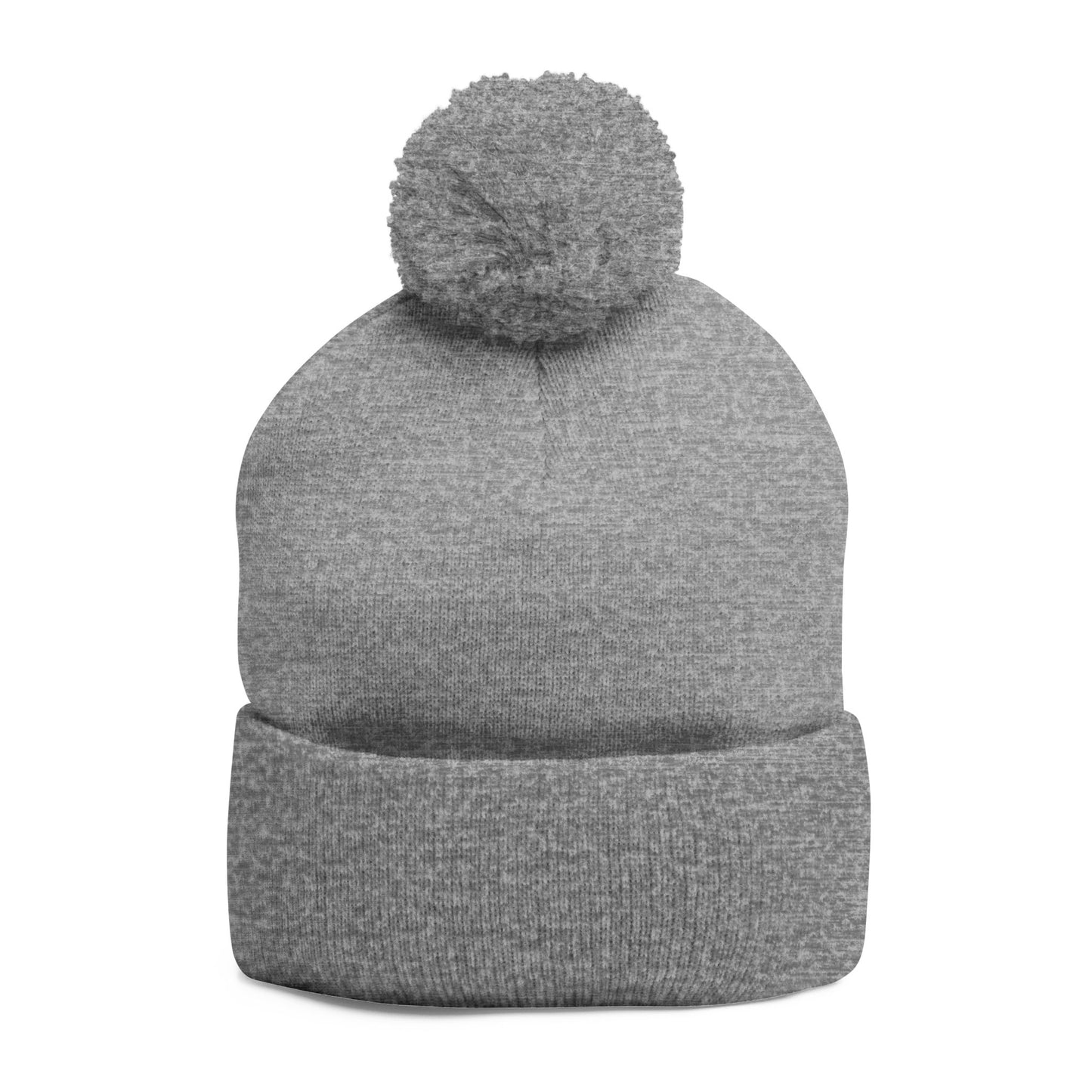 Embroidered Pom-Pom Knit Cap — Cozy Winter Beanie with Subtle Leaf Logo