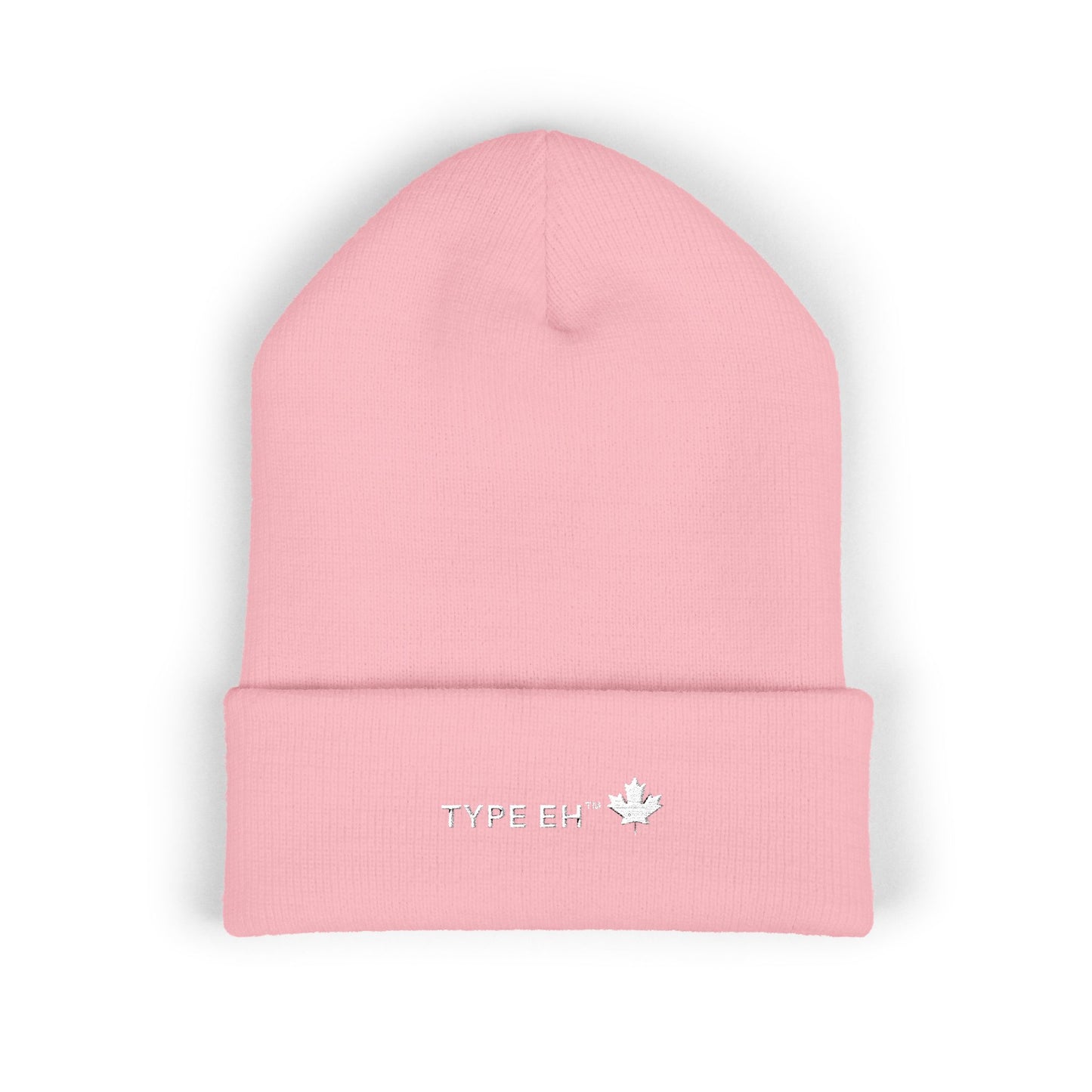 Embroidered Classic Cuffed Beanie — Minimal Leaf Logo Knit Hat