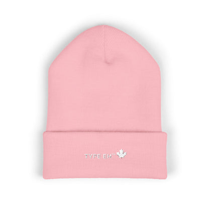 Embroidered Classic Cuffed Beanie — Minimal Leaf Logo Knit Hat